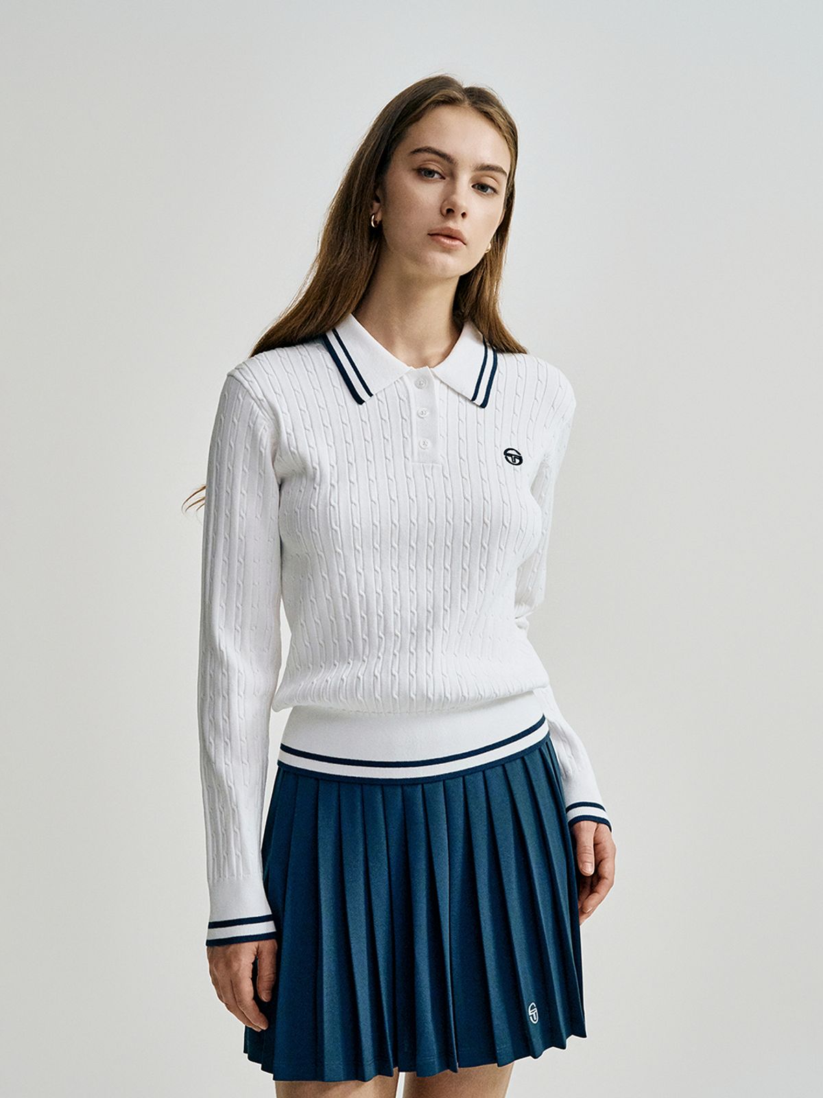 세르지오 타키니(SERGIO TACCHINI) W 케이블 폴로 스웨터 (White)