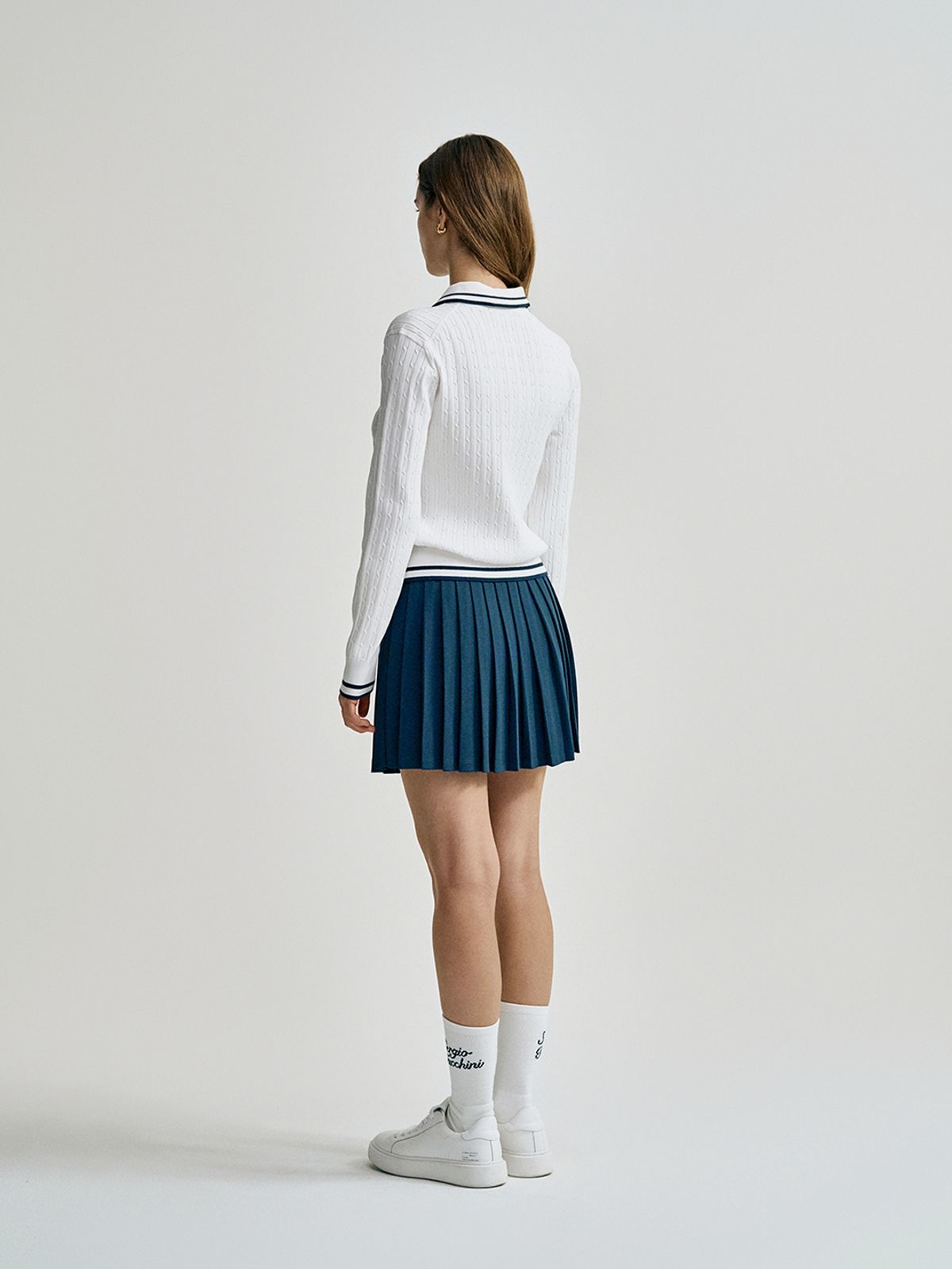 세르지오 타키니(SERGIO TACCHINI) W 케이블 폴로 스웨터 (White)