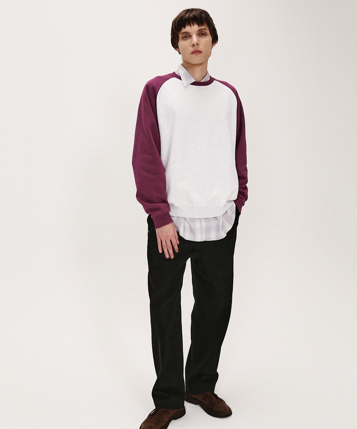 셔터(SHIRTER) BRUSHED REGLAN SWEATSHIRT (BURGUNDY)