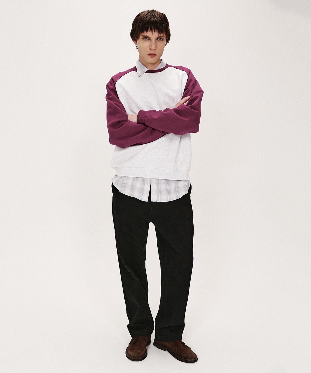 셔터(SHIRTER) BRUSHED REGLAN SWEATSHIRT (BURGUNDY)