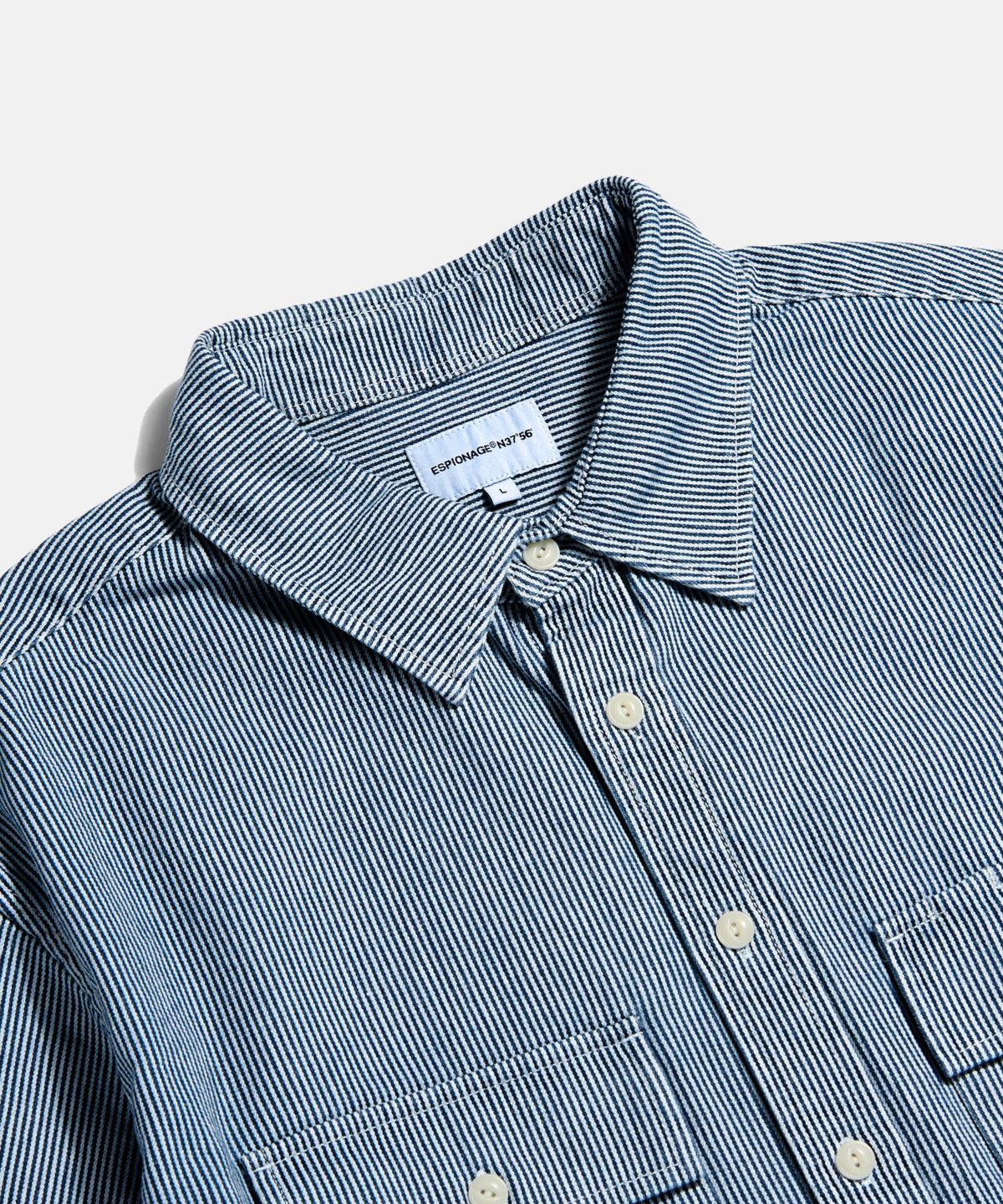 에스피오나지(ESPIONAGE) Hickory Stripe Work Shirt Blue