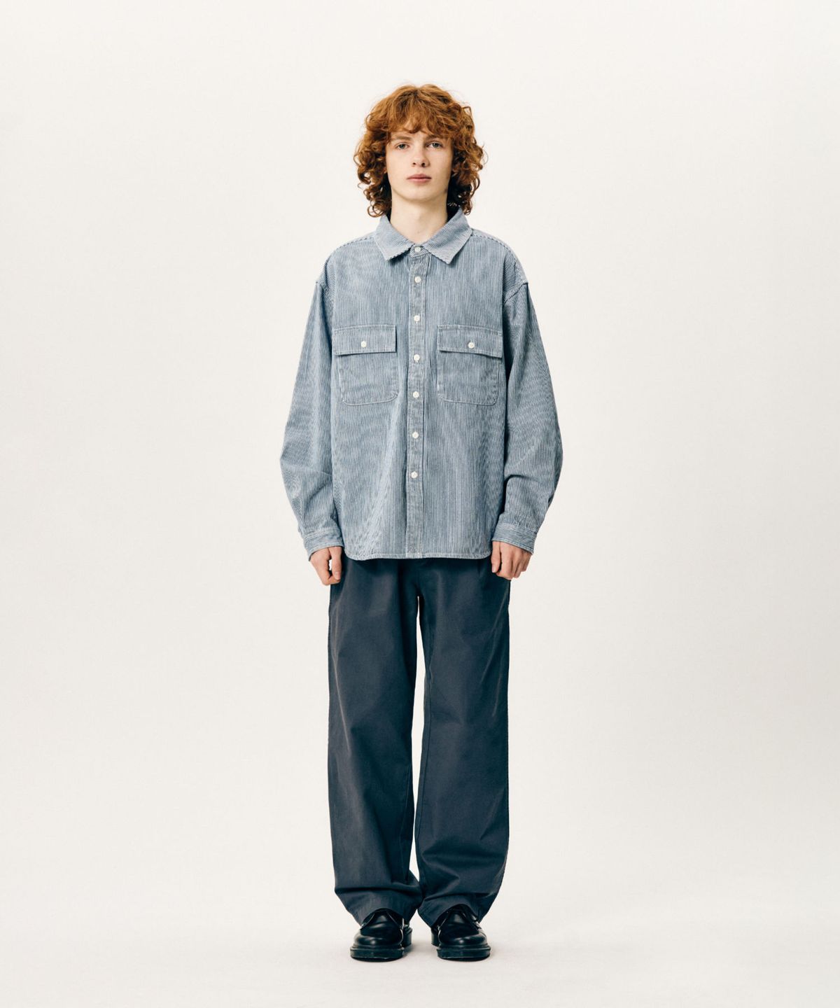 에스피오나지(ESPIONAGE) Hickory Stripe Work Shirt Blue