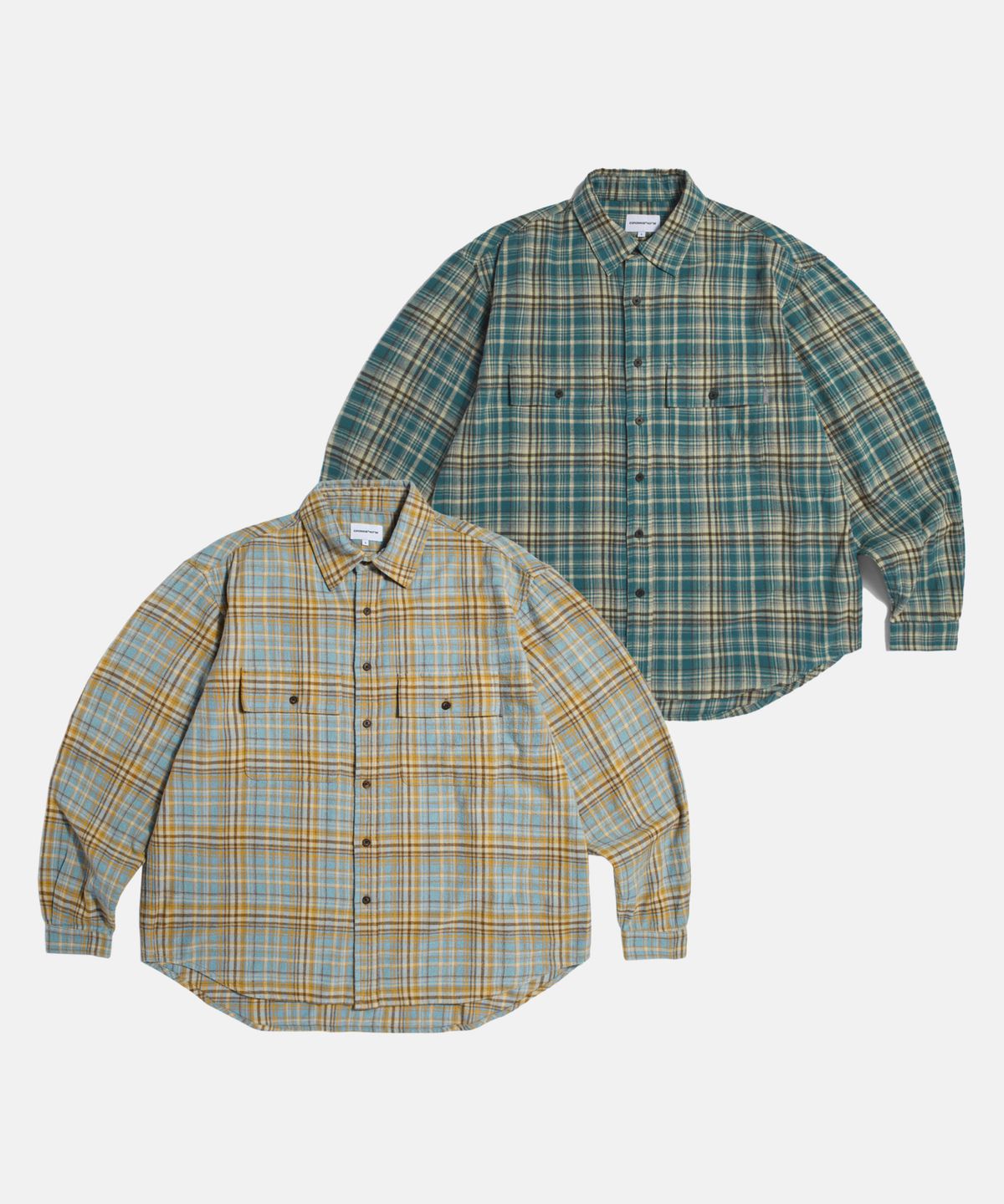 에스피오나지(ESPIONAGE) Vintage Plaid Work Shirt Blue
