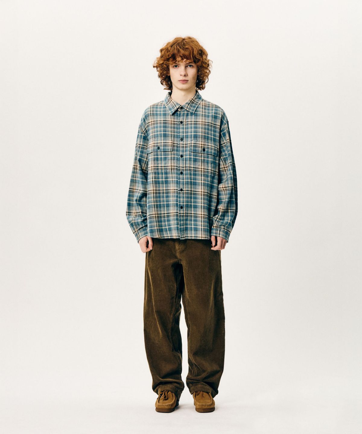 에스피오나지(ESPIONAGE) Vintage Plaid Work Shirt Blue