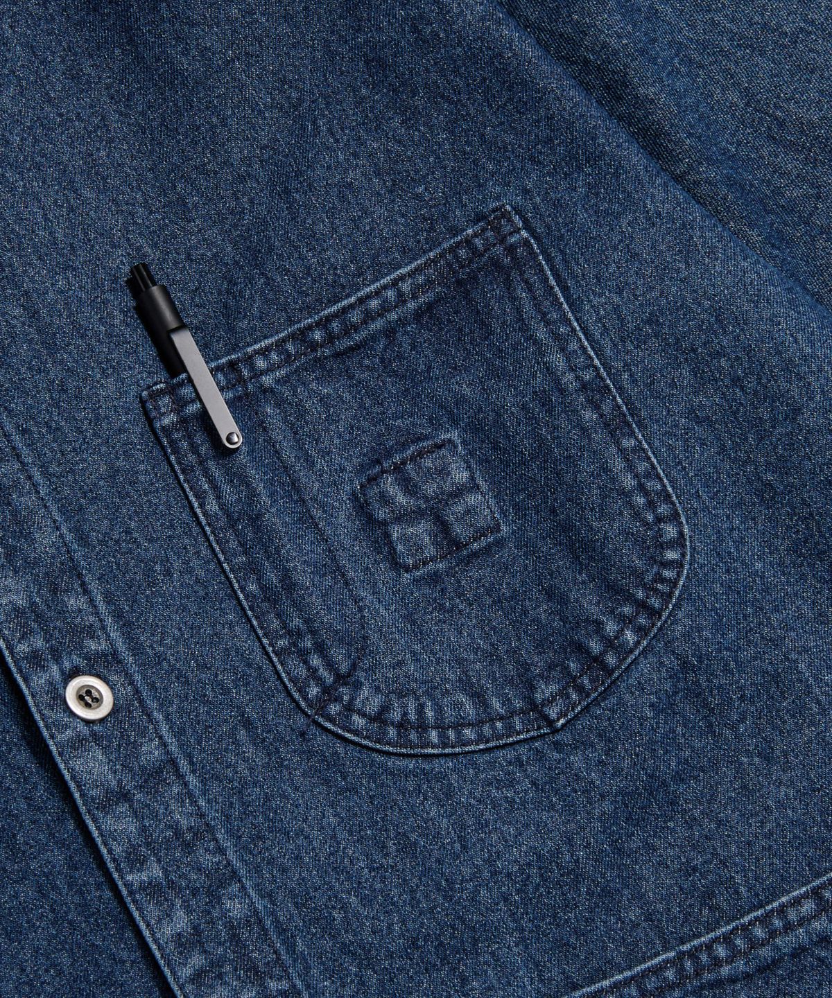 에스피오나지(ESPIONAGE) Denim Coverall Shirt Jacket Mid Indigo