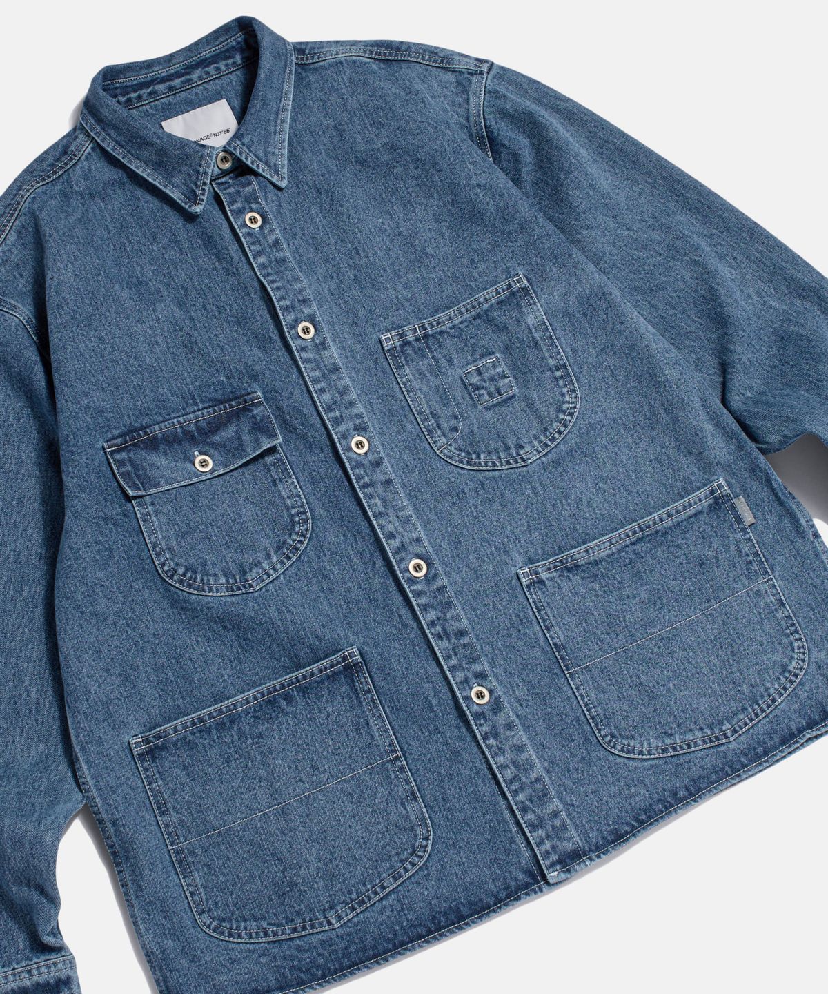 에스피오나지(ESPIONAGE) Denim Coverall Shirt Jacket Washed Indigo