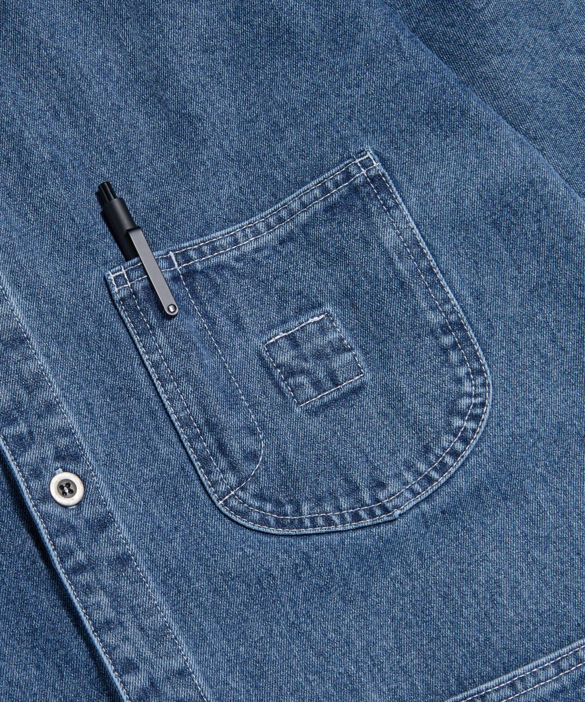 에스피오나지(ESPIONAGE) Denim Coverall Shirt Jacket Washed Indigo