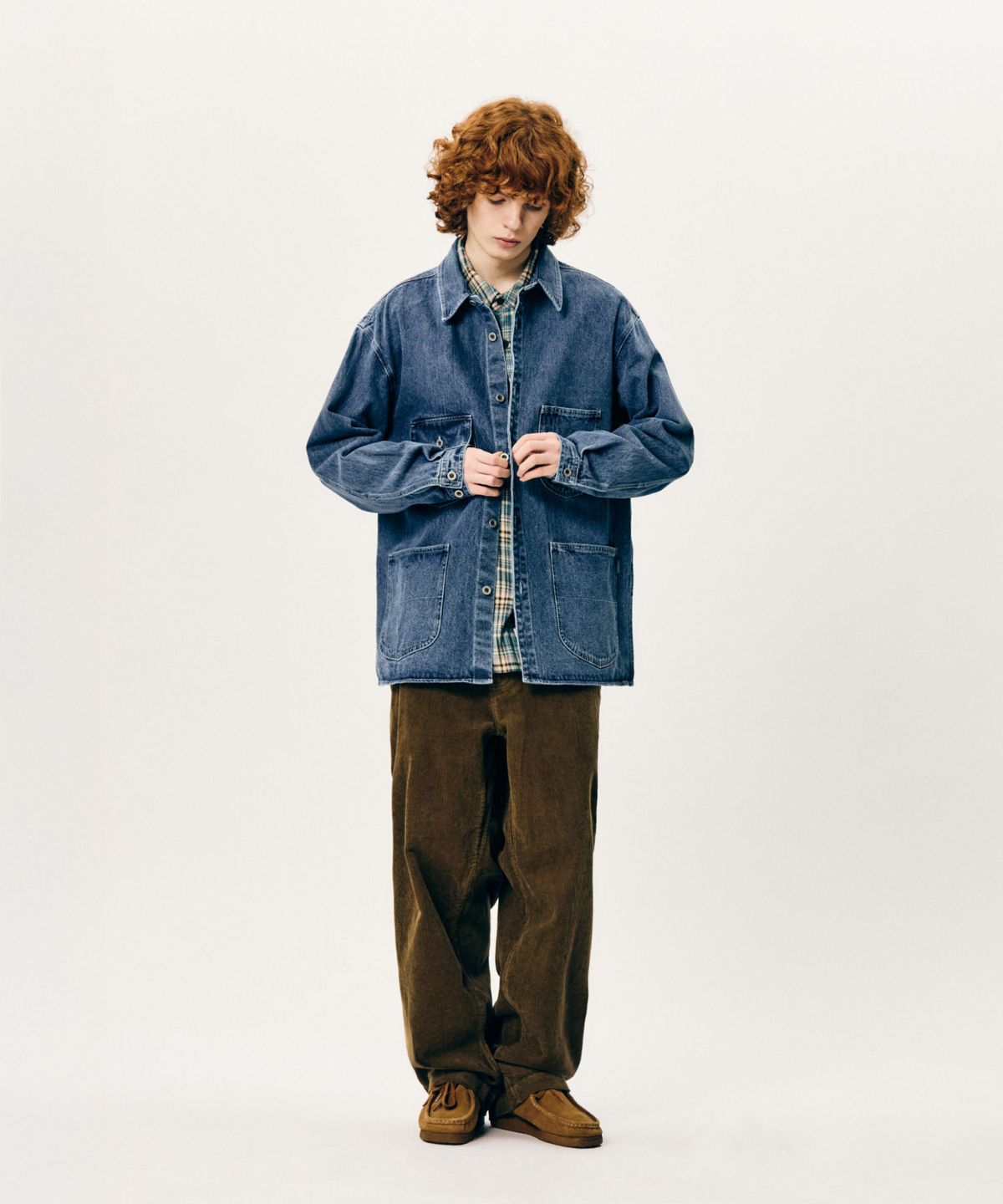 에스피오나지(ESPIONAGE) Denim Coverall Shirt Jacket Washed Indigo