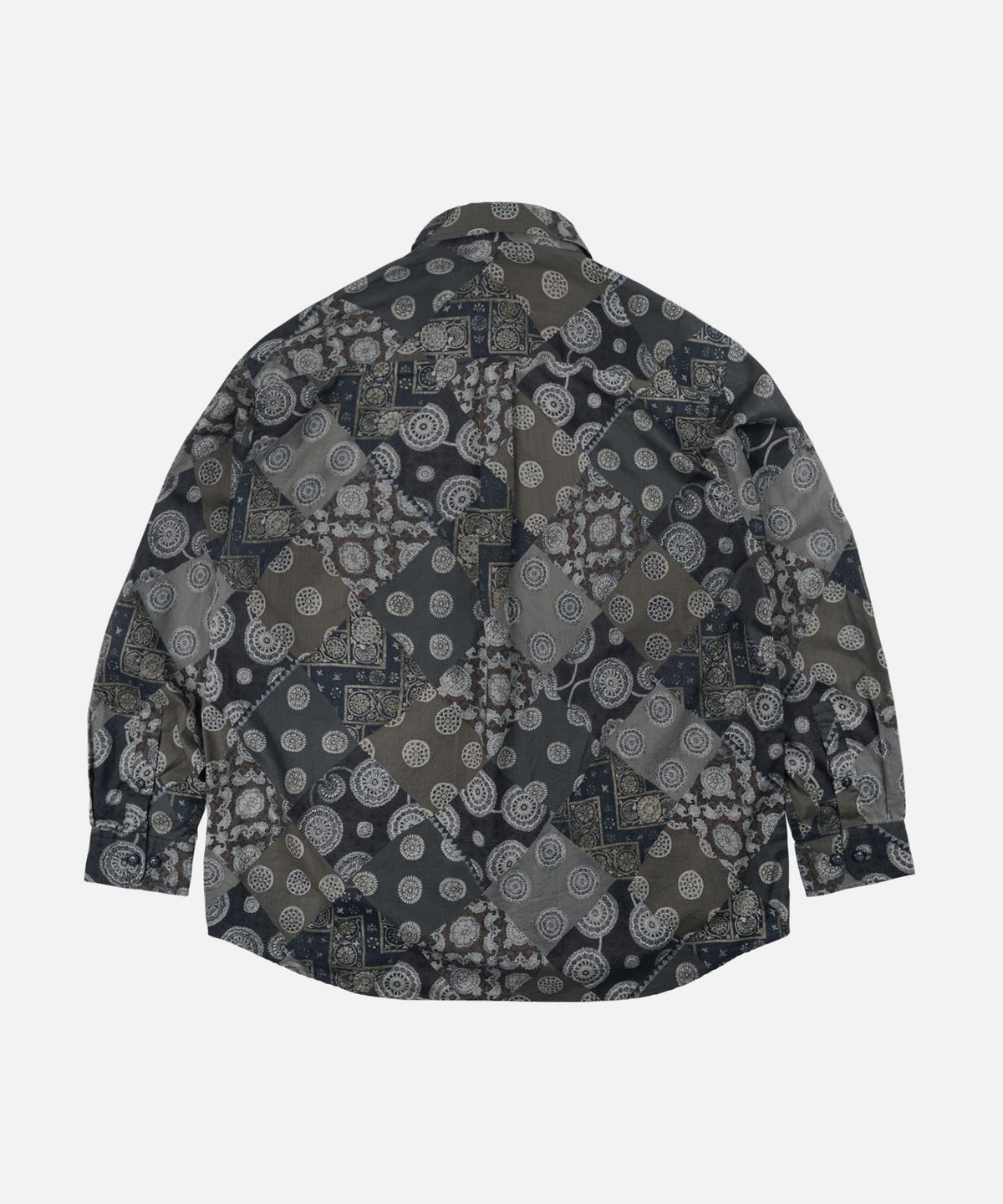 프리즘웍스(FRIZMWORKS) DIAMOND PATCHWORK RELAX SHIRT _ BLACK