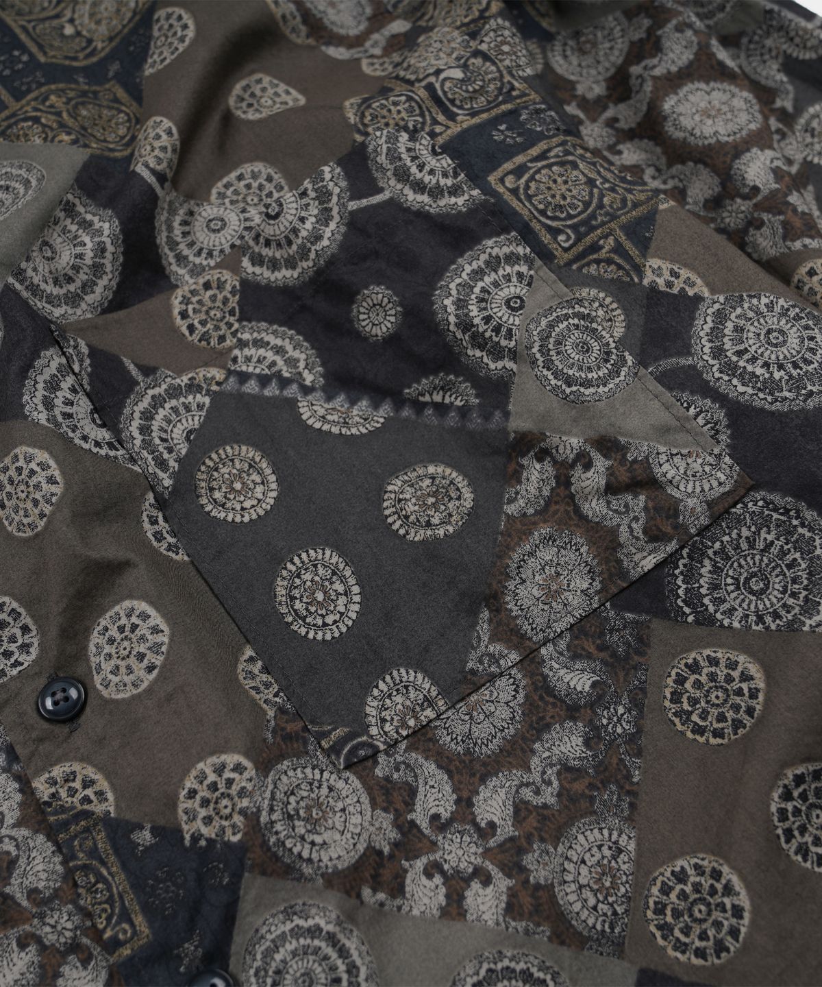 프리즘웍스(FRIZMWORKS) DIAMOND PATCHWORK RELAX SHIRT _ BLACK