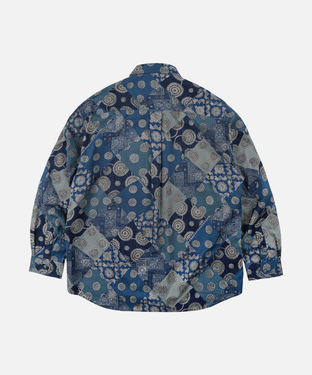프리즘웍스(FRIZMWORKS) DIAMOND PATCHWORK RELAX SHIRT _ NAVY