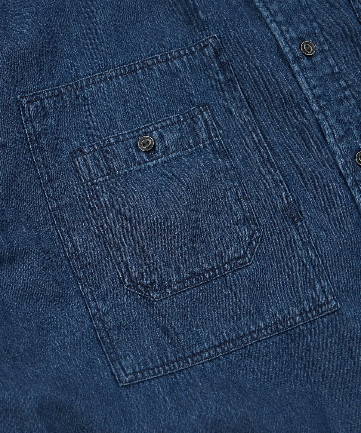 프리즘웍스(FRIZMWORKS) BLEACH DENIM UTILITY SHIRT _ WASHED INDIGO
