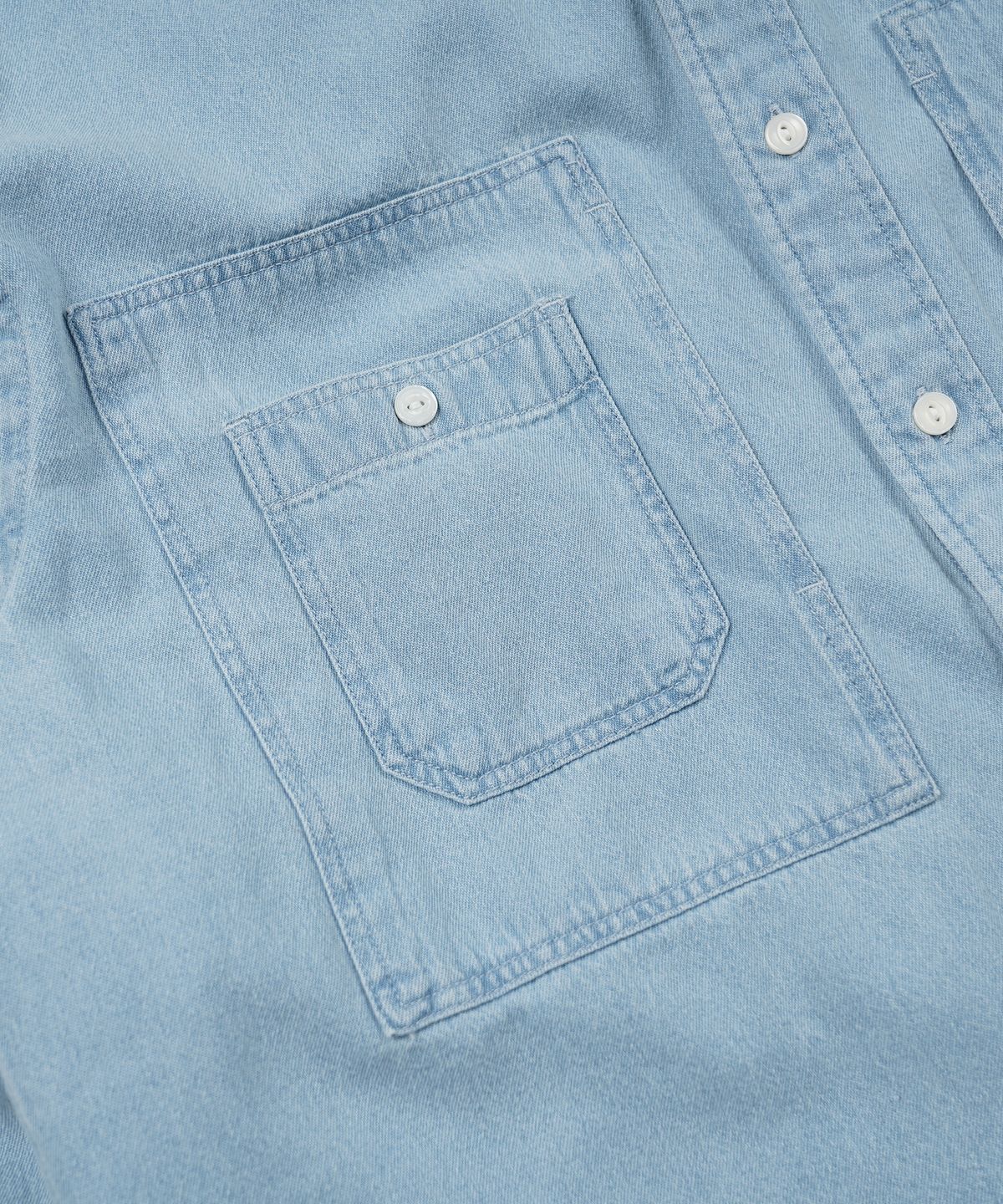 프리즘웍스(FRIZMWORKS) BLEACH DENIM UTILITY SHIRT _ LIGHT BLUE