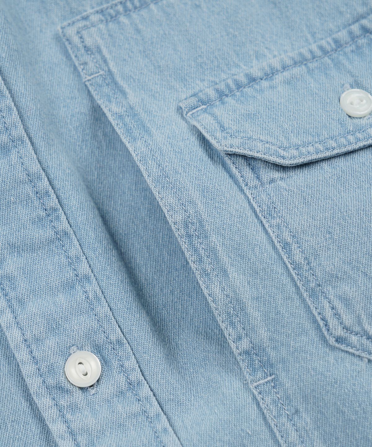 프리즘웍스(FRIZMWORKS) BLEACH DENIM UTILITY SHIRT _ LIGHT BLUE