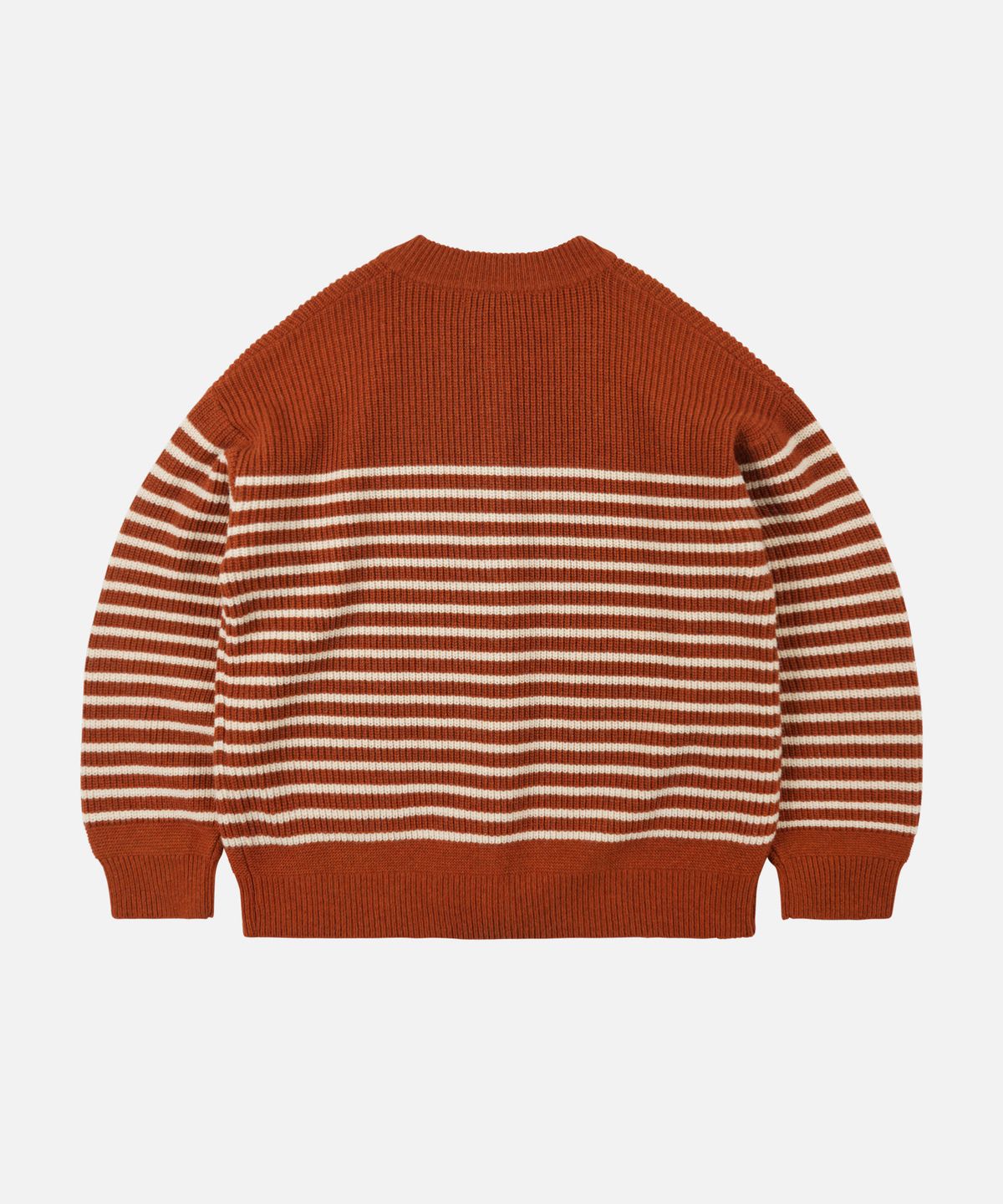 프리즘웍스(FRIZMWORKS) WOOL STRIPE ROUND CARDIGAN _ BRICK