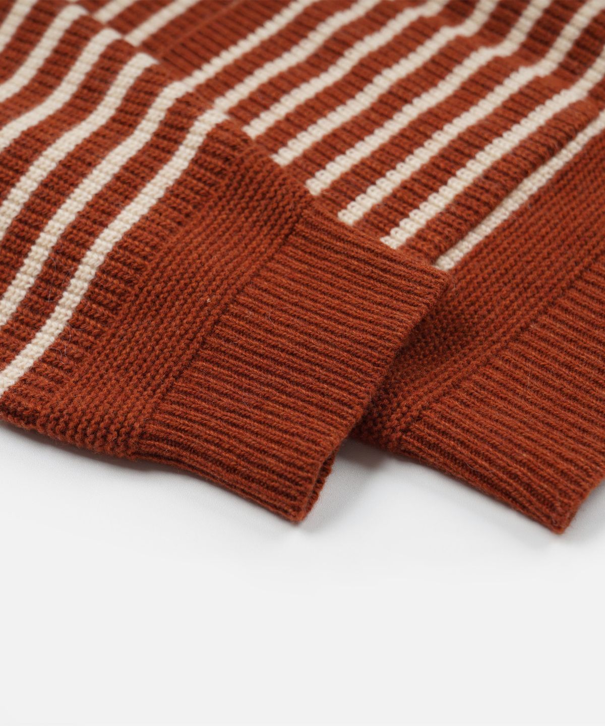 프리즘웍스(FRIZMWORKS) WOOL STRIPE ROUND CARDIGAN _ BRICK
