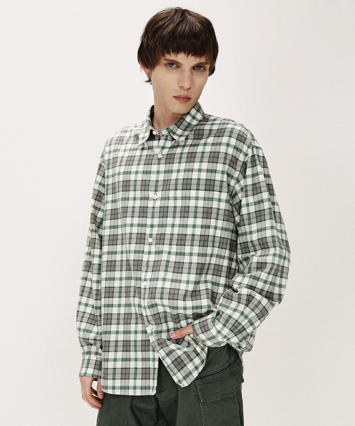셔터(SHIRTER) NAVONA FLANNEL CHECK SHIRT (GREEN)