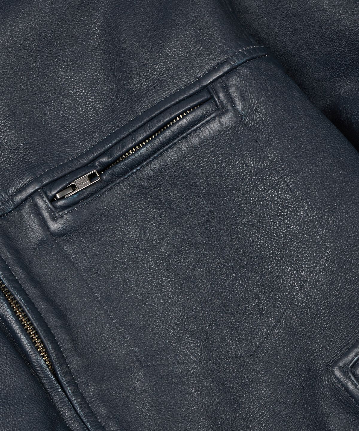 프리즘웍스(FRIZMWORKS) DESTROYED COWHIDE LEATHER JACKET _ WASHED NAVY