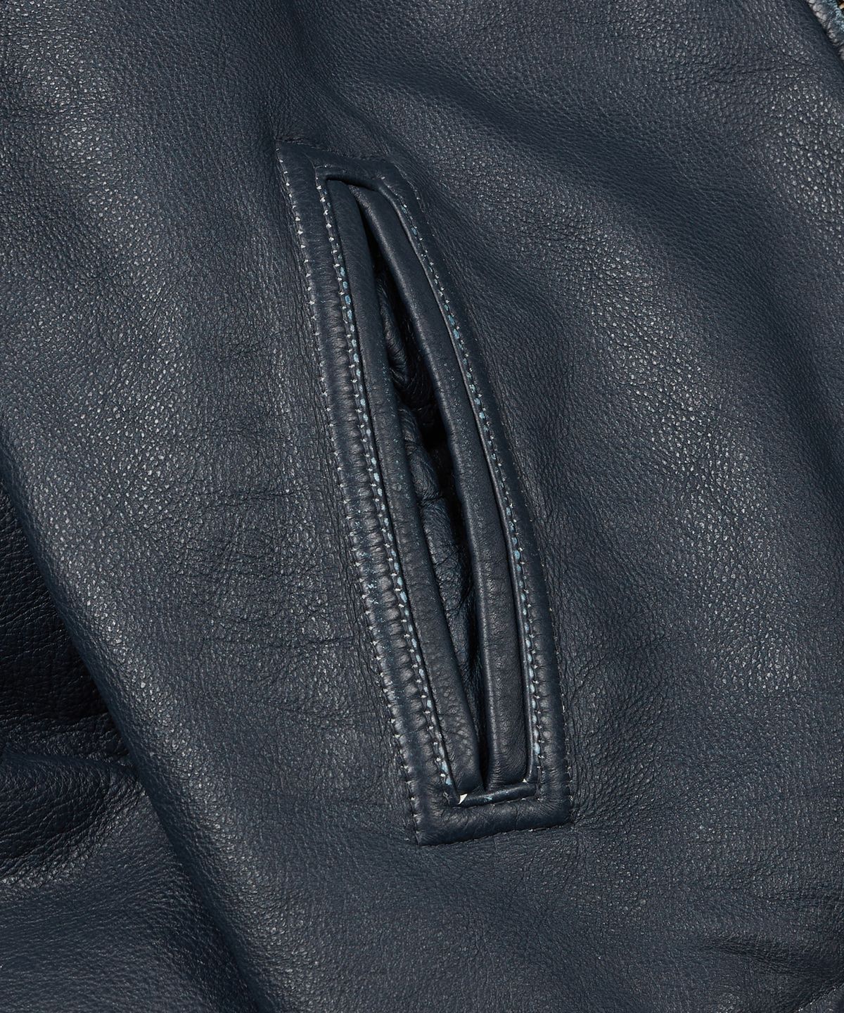 프리즘웍스(FRIZMWORKS) DESTROYED COWHIDE LEATHER JACKET _ WASHED NAVY