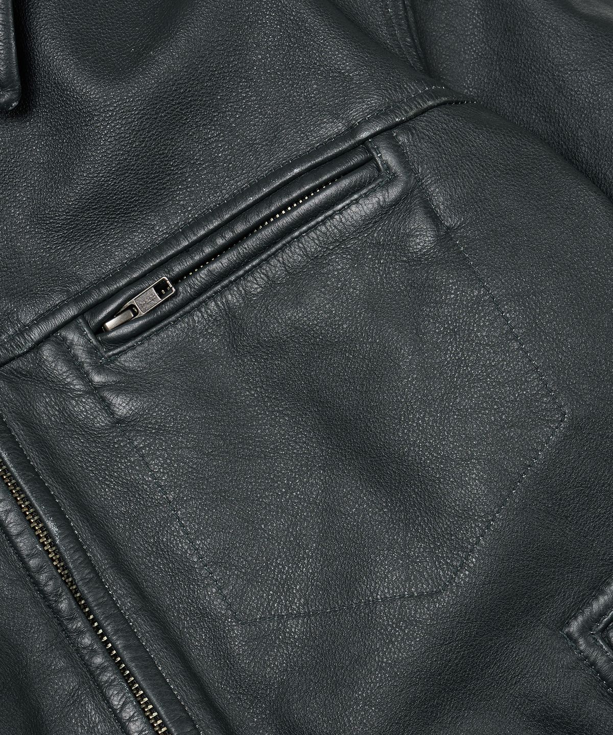 프리즘웍스(FRIZMWORKS) DESTROYED COWHIDE LEATHER JACKET _ WASHED OLIVE