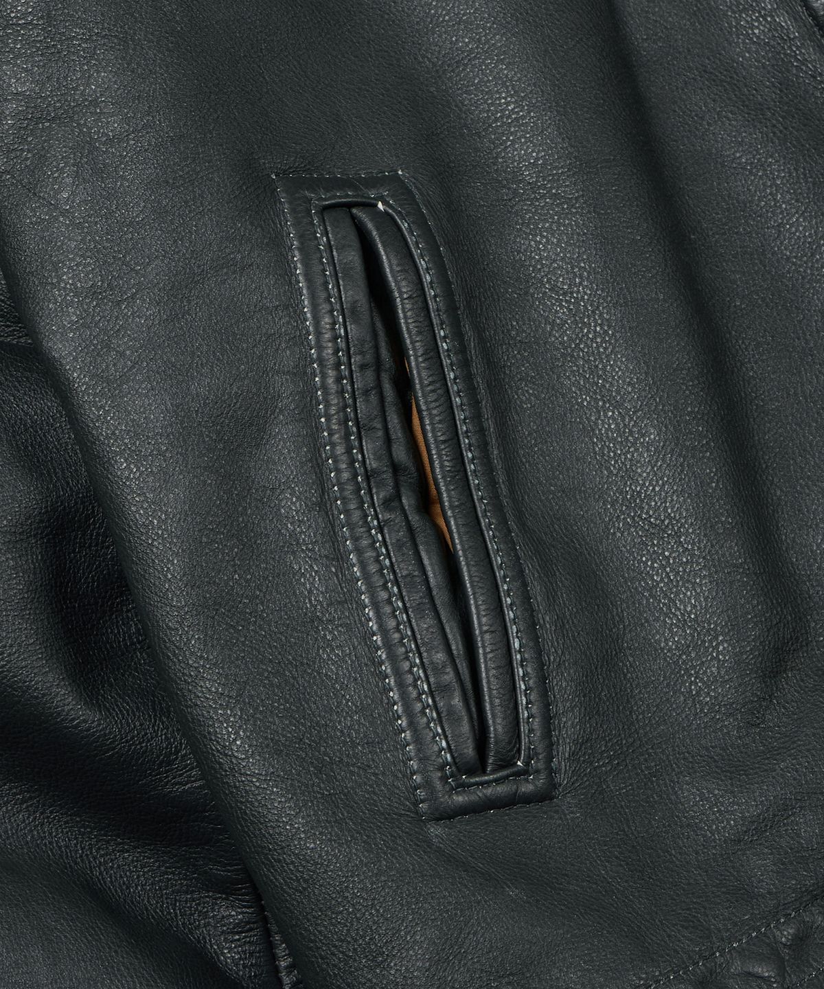 프리즘웍스(FRIZMWORKS) DESTROYED COWHIDE LEATHER JACKET _ WASHED OLIVE