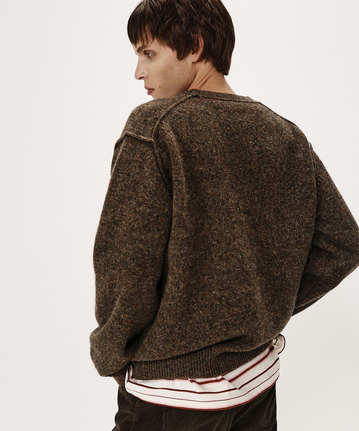 셔터(SHIRTER) SHAGGY DOG REVERSE SEAM KNIT (BROWN)