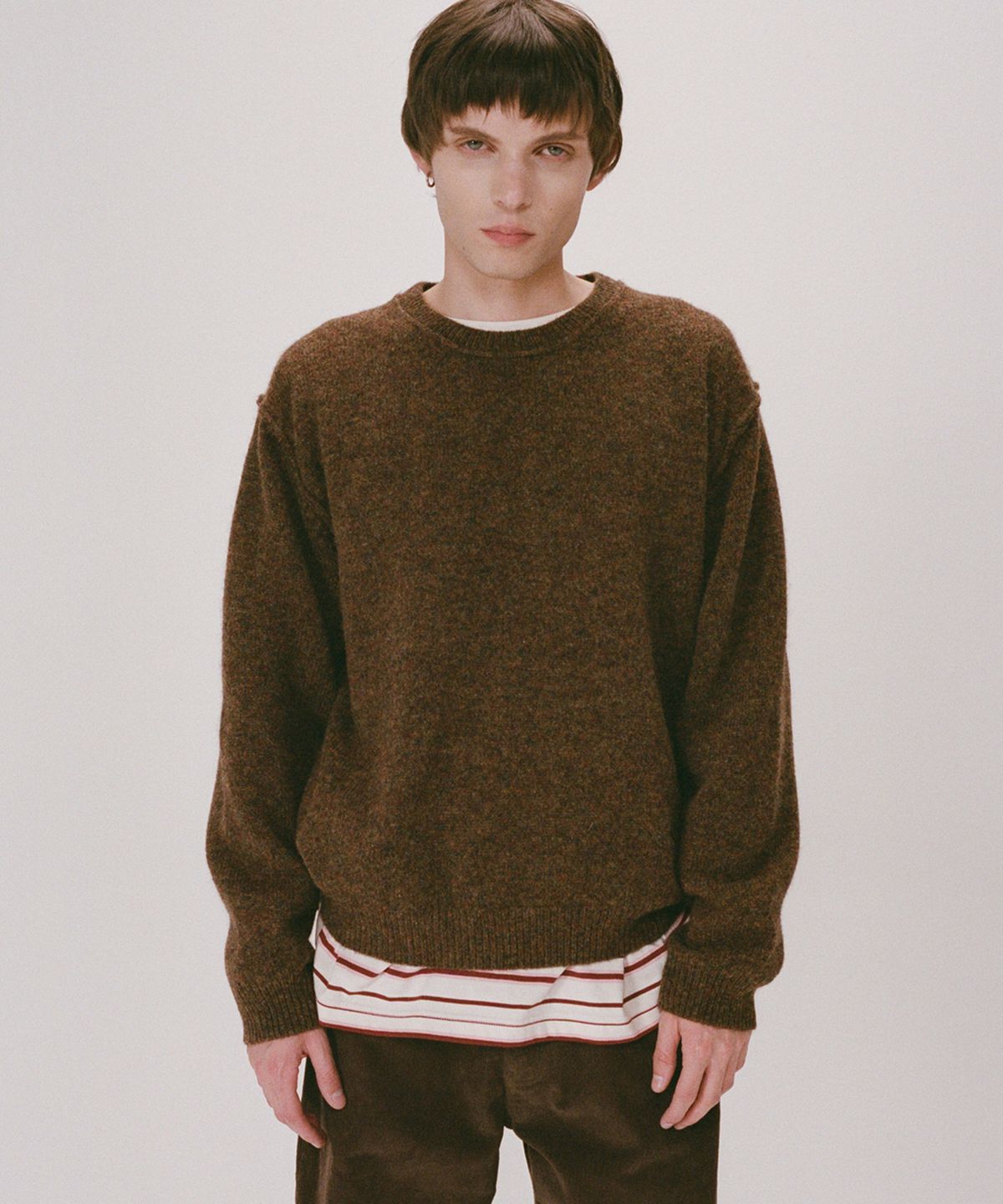 셔터(SHIRTER) SHAGGY DOG REVERSE SEAM KNIT (BROWN)