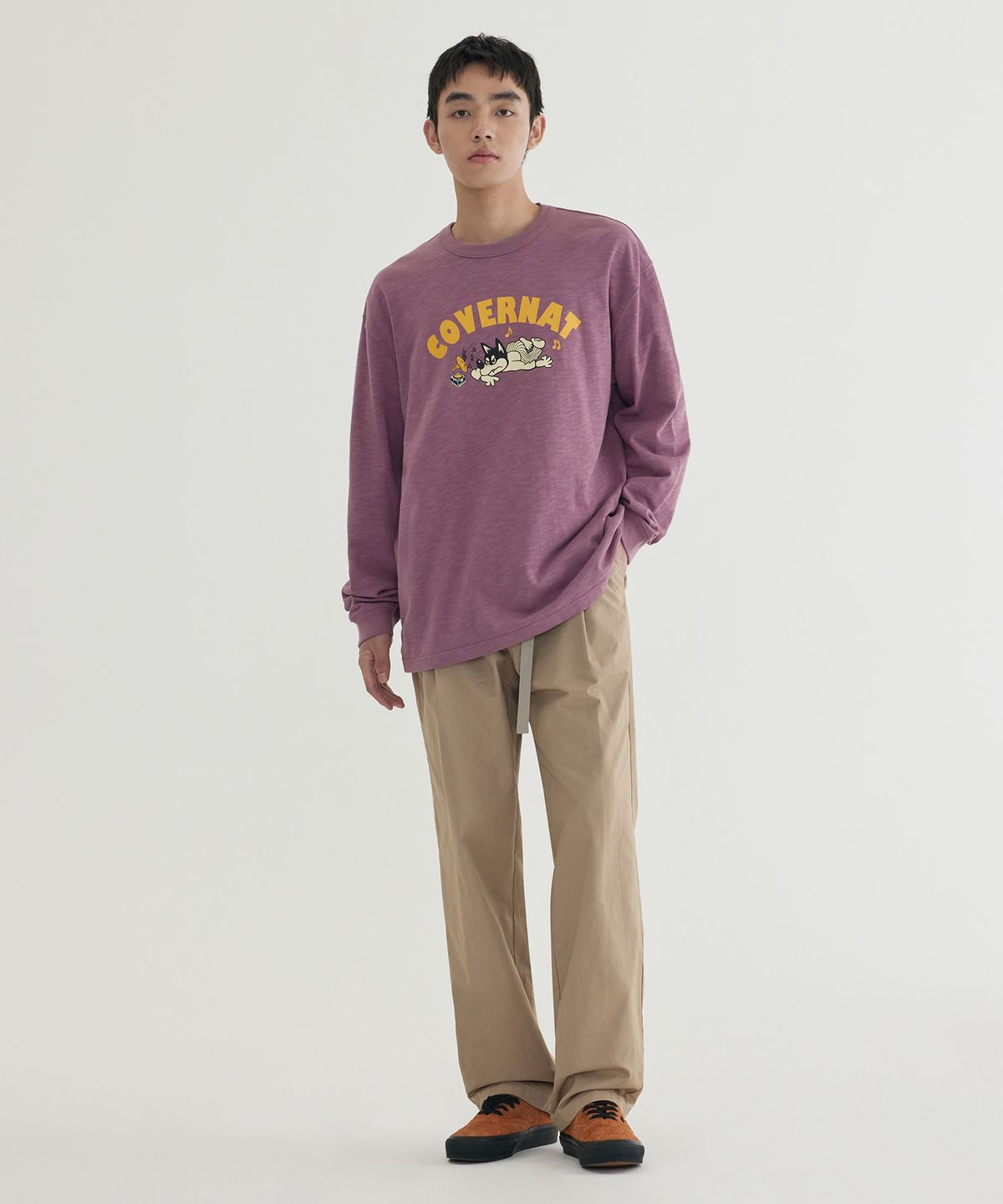 커버낫(COVERNAT) 슬럽 빈티지 그래픽 롱슬리브 Off White