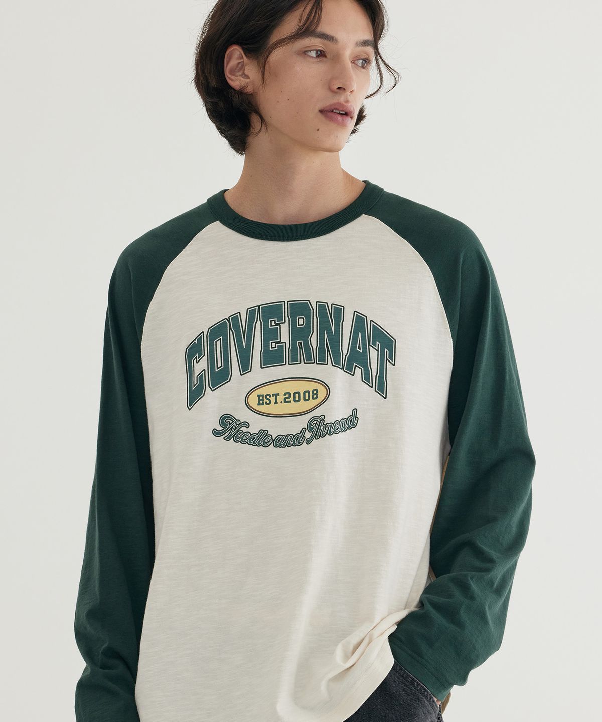 커버낫(COVERNAT) 슬럽 래글런 아치로고 롱슬리브 Navy