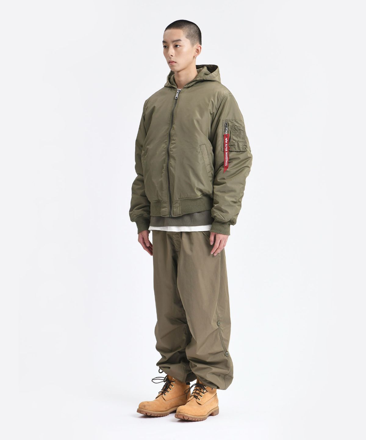 알파 인더스트리(ALPHA INDUSTRIES) MA-1 후디드 옥스포드 플라이트 자켓 OG-107 그린
