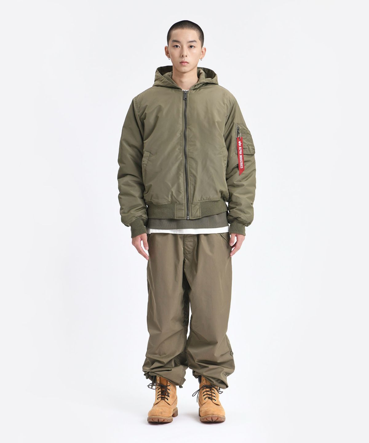 알파 인더스트리(ALPHA INDUSTRIES) MA-1 후디드 옥스포드 플라이트 자켓 OG-107 그린
