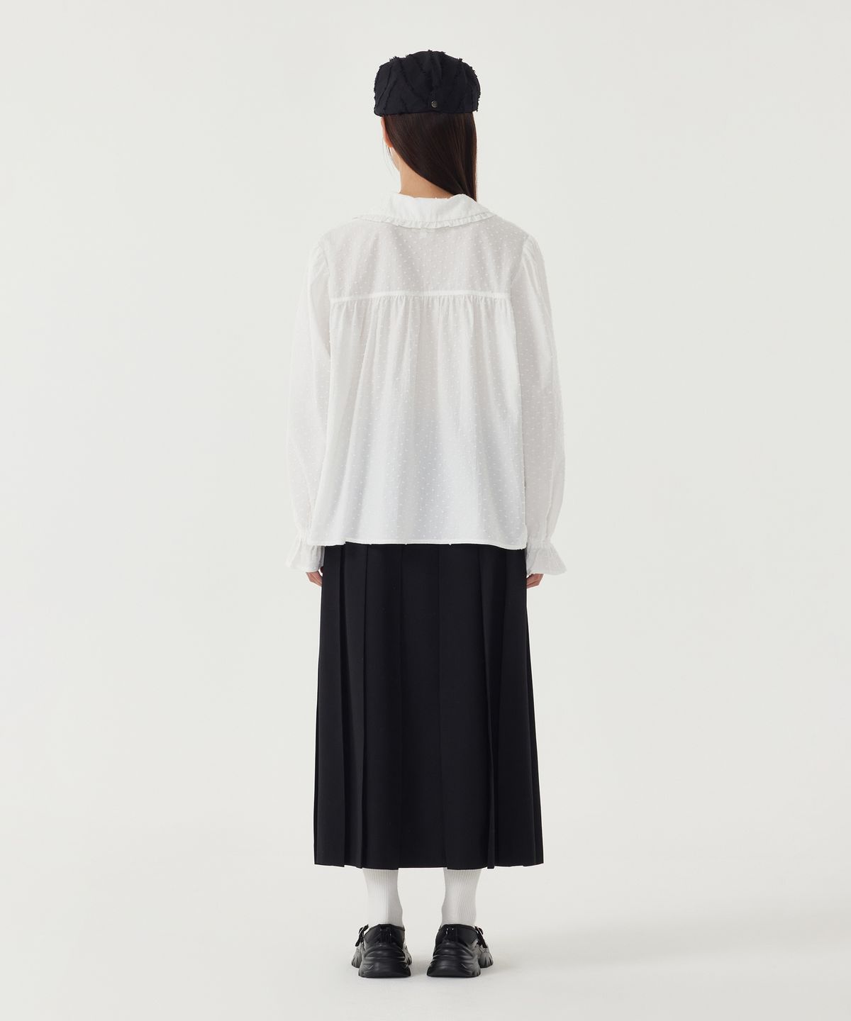 커버낫 우먼(COVERNAT WOMAN) 우먼 플리츠 롱스커트 Black