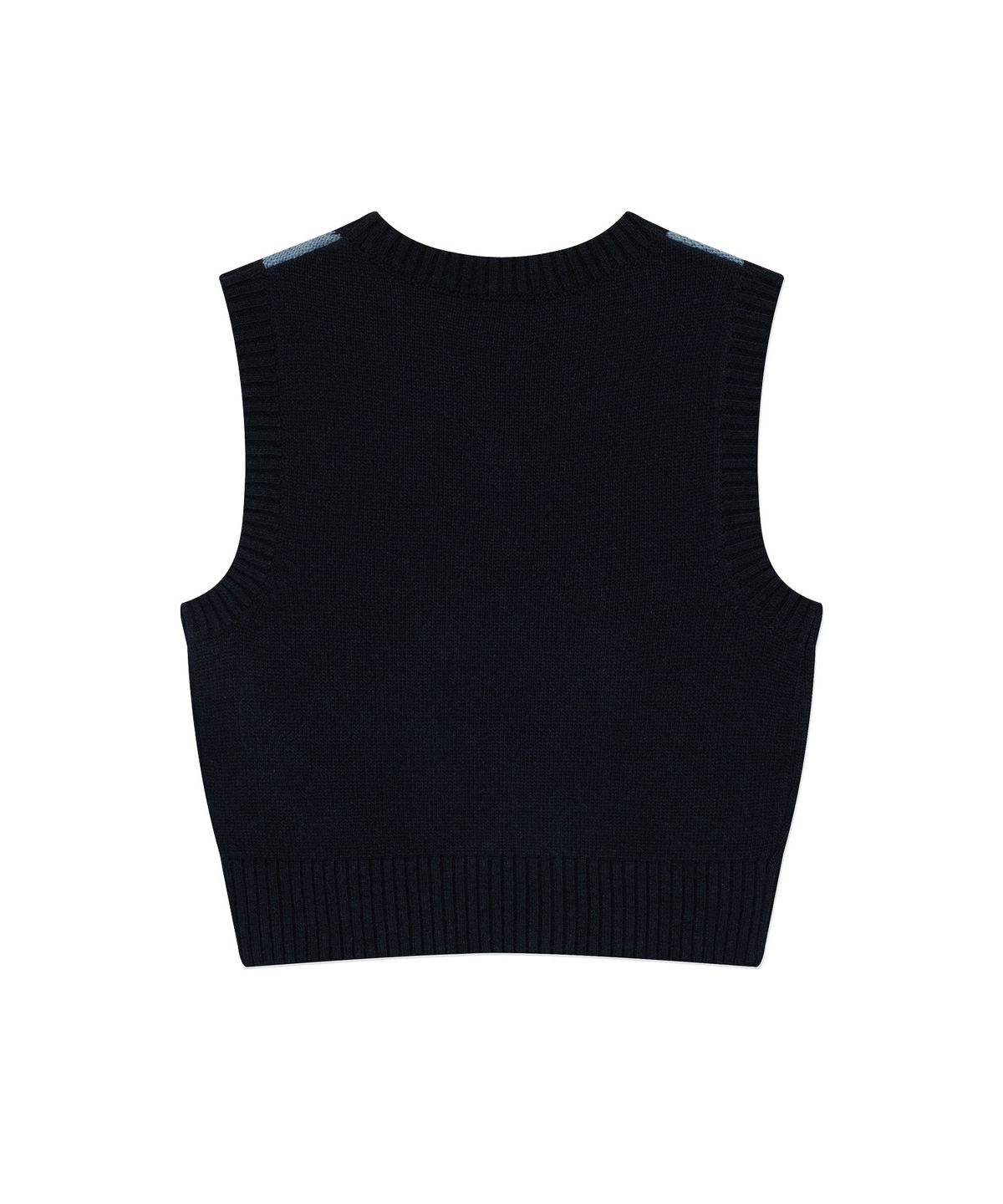 커버낫 우먼(COVERNAT WOMAN) 우먼 울 블렌드 아가일 니트 베스트 Dark Navy