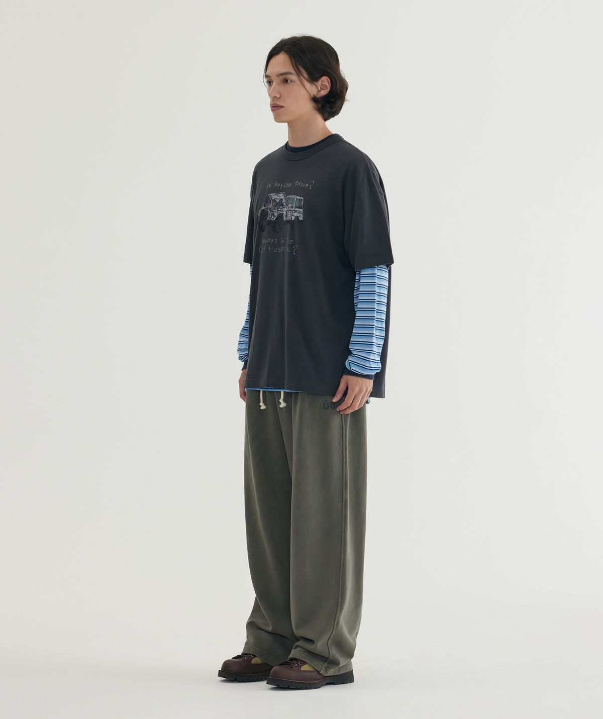 커버낫(COVERNAT) 피그먼트 스웻 팬츠 Khaki Gray