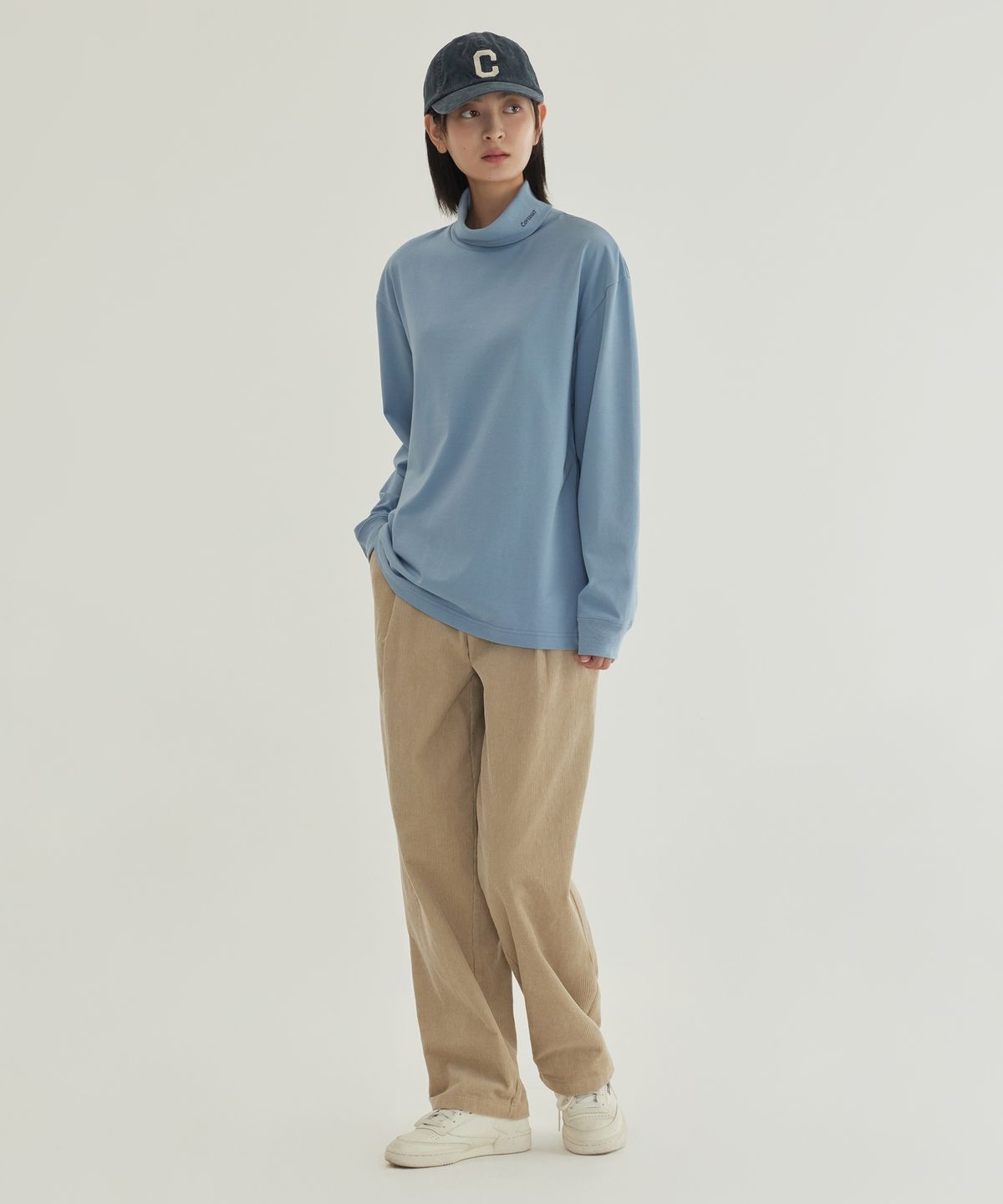 커버낫(COVERNAT) 소로나 레이어드 터틀넥 롱슬리브 Dusty Blue