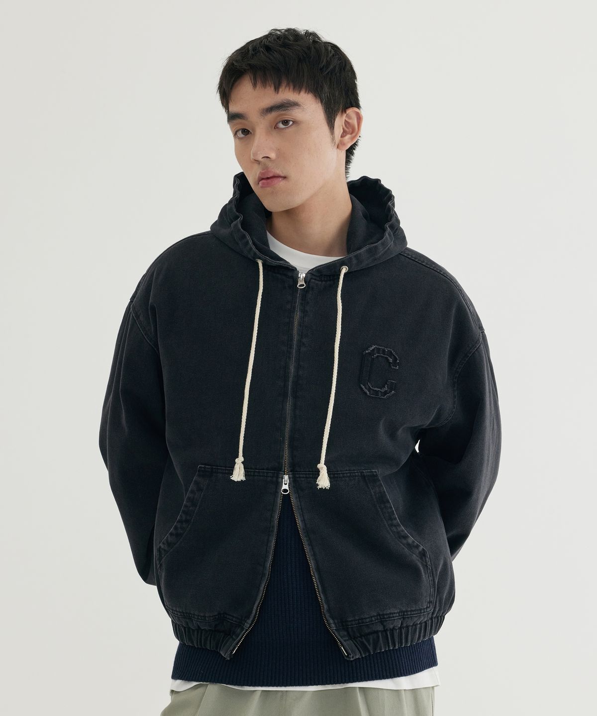 커버낫(COVERNAT) 데님 후드 자켓 Black