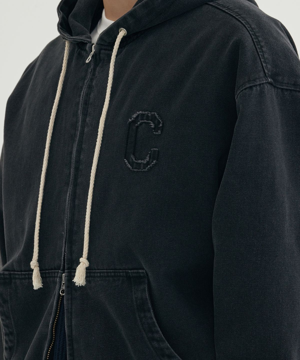 커버낫(COVERNAT) 데님 후드 자켓 Black