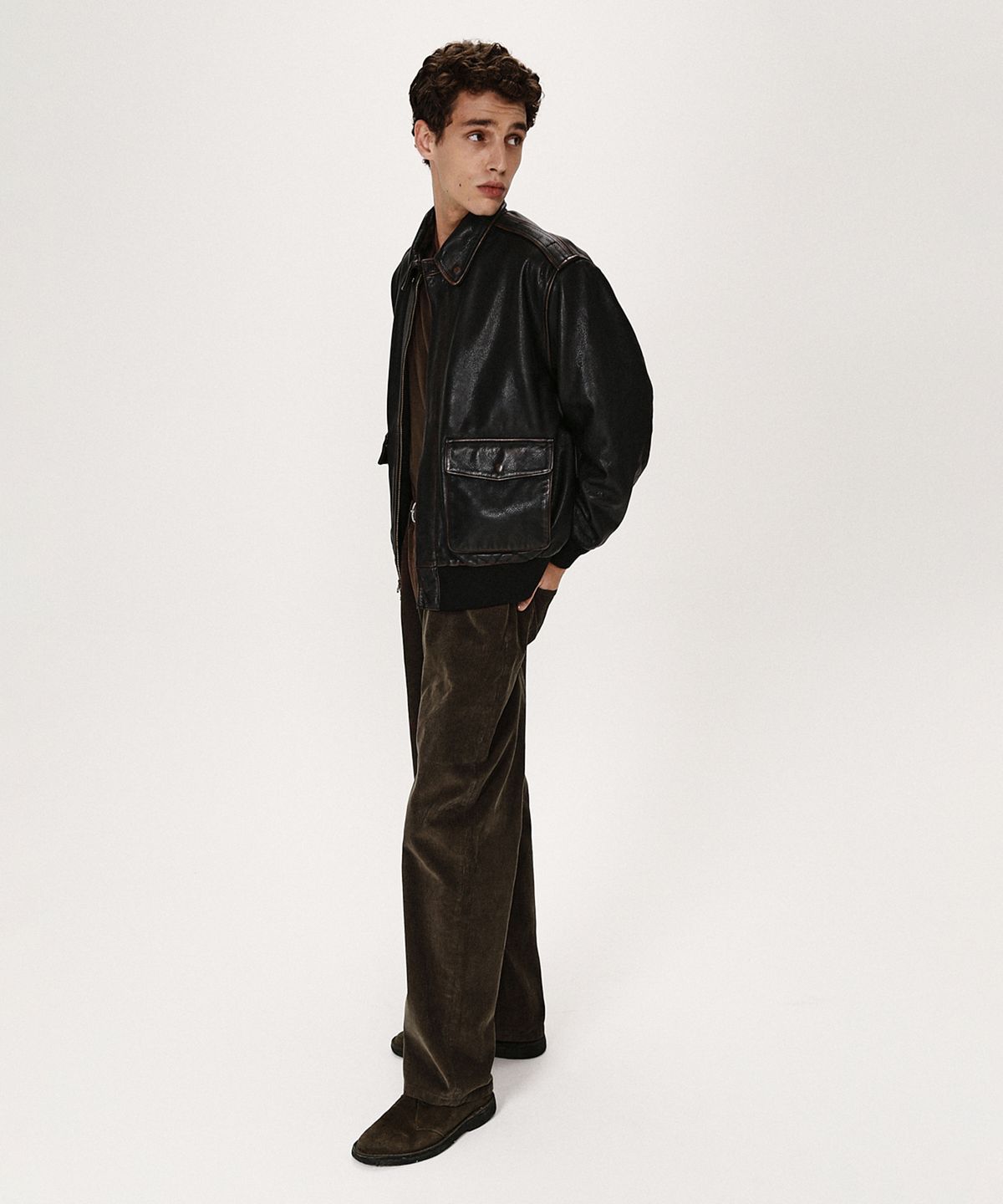 셔터(SHIRTER) A2 LEATHER JUMPER (BLACK)