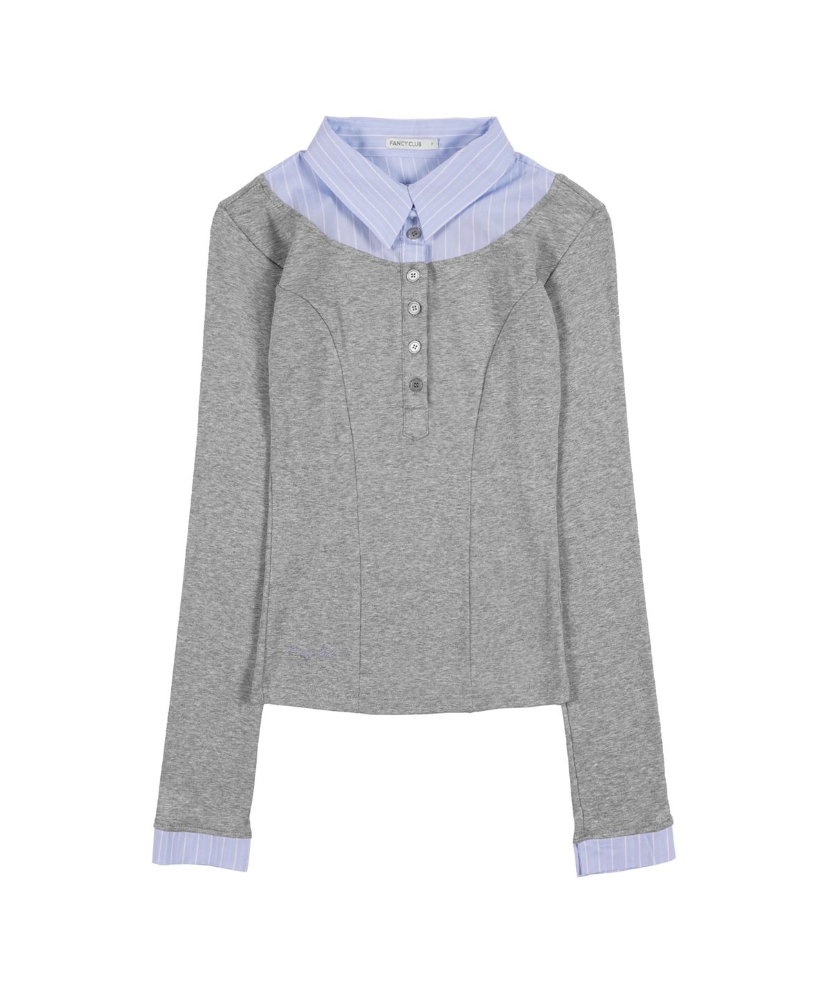 팬시클럽(FANCY CLUB) 셔츠 레이어드 롱슬리브 (GRAY) F25ZB023