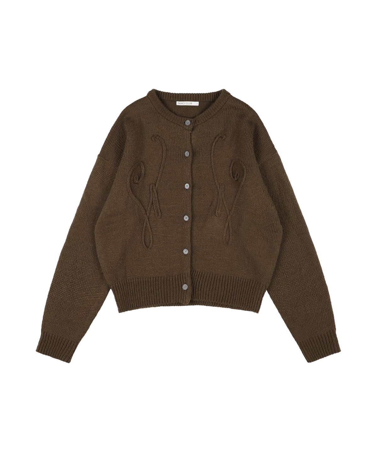 팬시클럽(FANCY CLUB) 스웨일리 니트 가디건 (BROWN) F25ZA007
