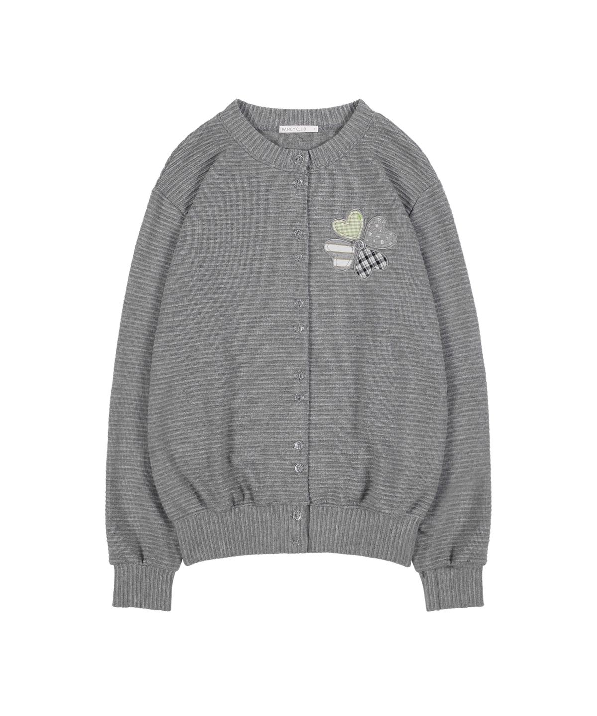 팬시클럽(FANCY CLUB) 클로버 패치워크 가디건 (GRAY) F25ZA008