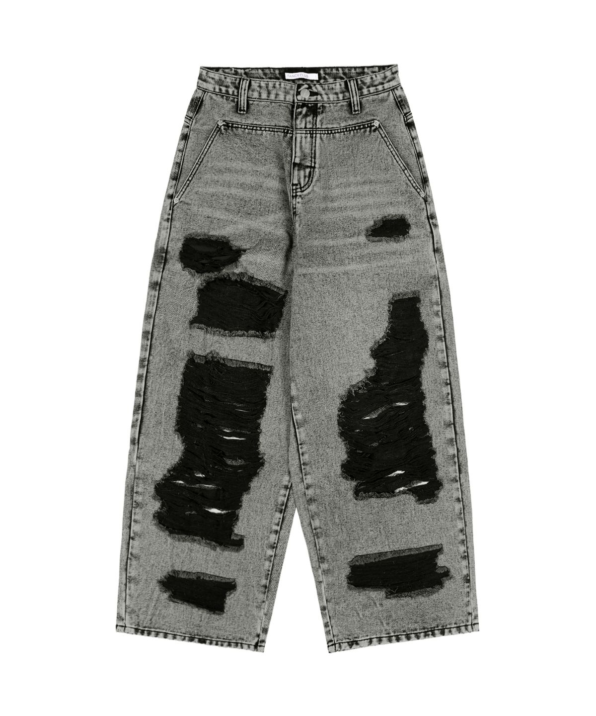 팬시클럽(FANCY CLUB) 워시드 데미지 데님 팬츠 (GRAY) F25ZD979