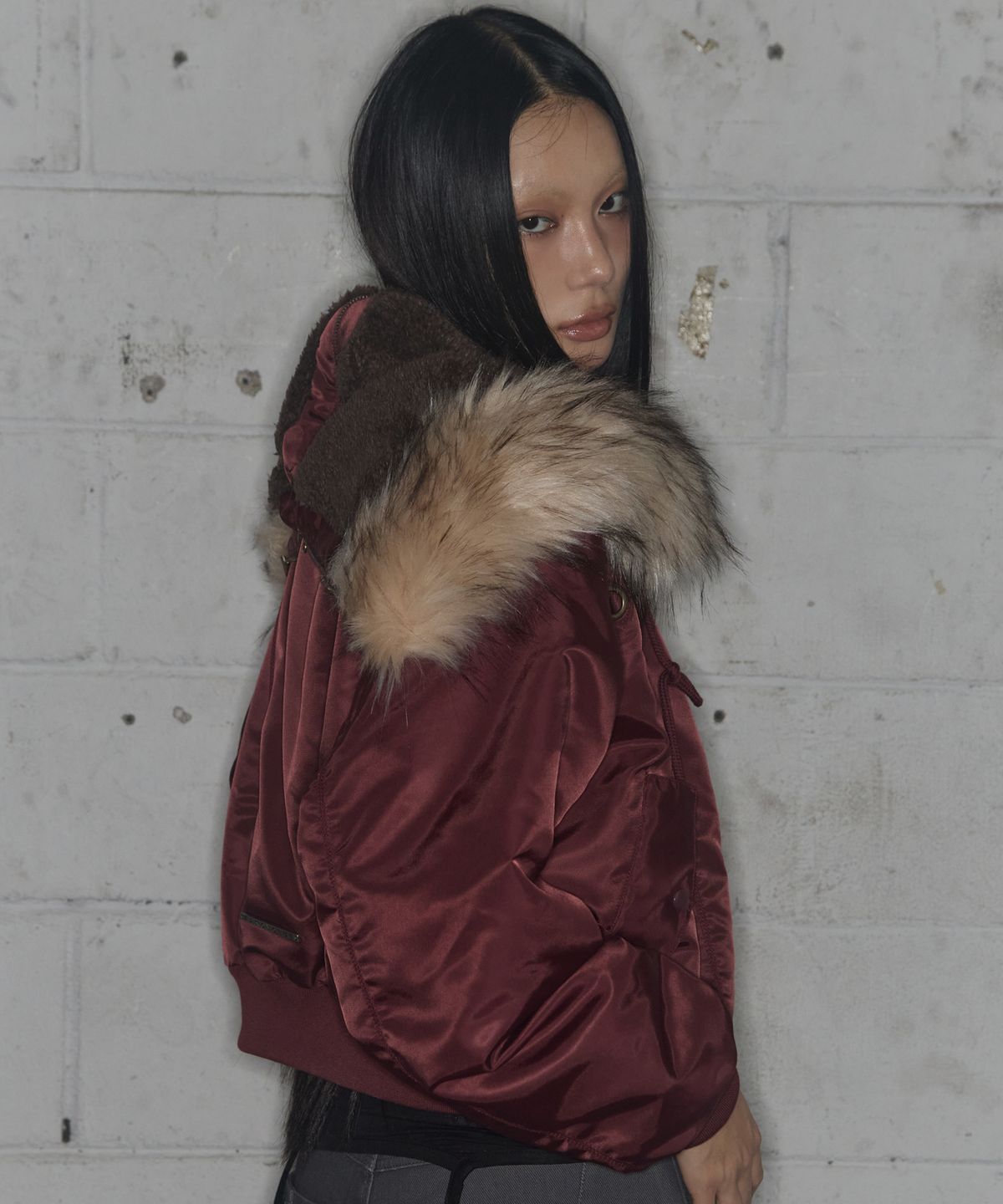 팬시클럽(FANCY CLUB) 아일렛 퍼 MA-1 (BURGUNDY) F25ZA003