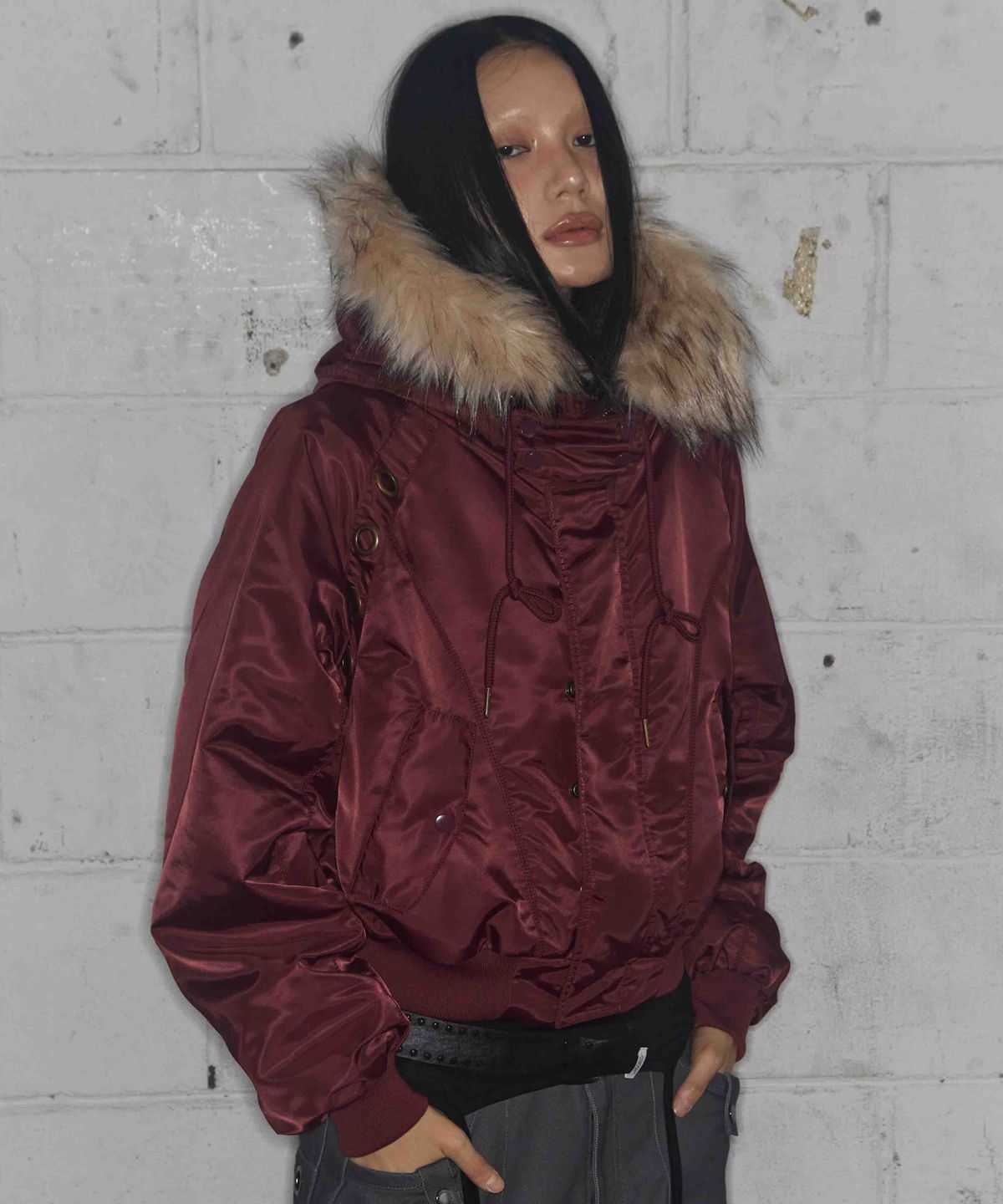 팬시클럽(FANCY CLUB) 아일렛 퍼 MA-1 (BURGUNDY) F25ZA003