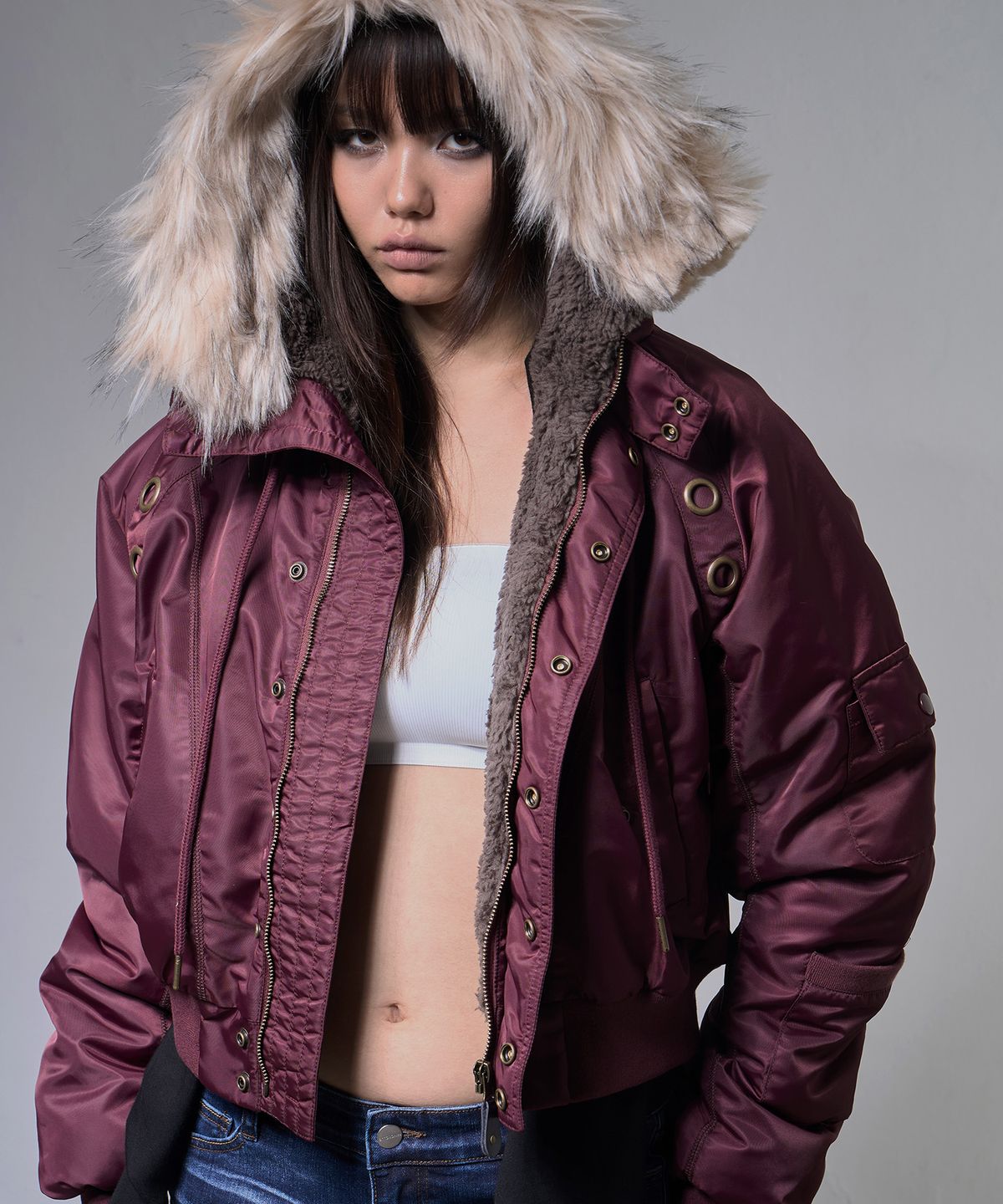 팬시클럽(FANCY CLUB) 아일렛 퍼 MA-1 (BURGUNDY) F25ZA003