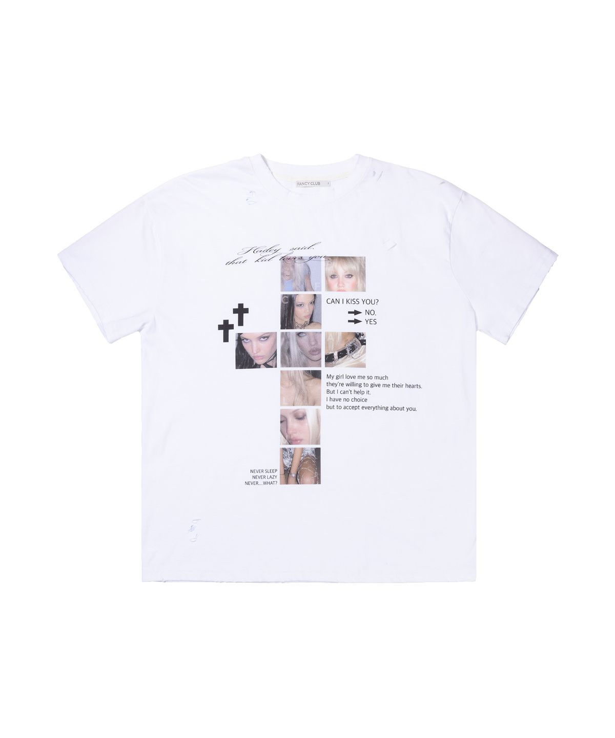 팬시클럽(FANCY CLUB) 데미지 피어리스 티 (WHITE) F26QB050