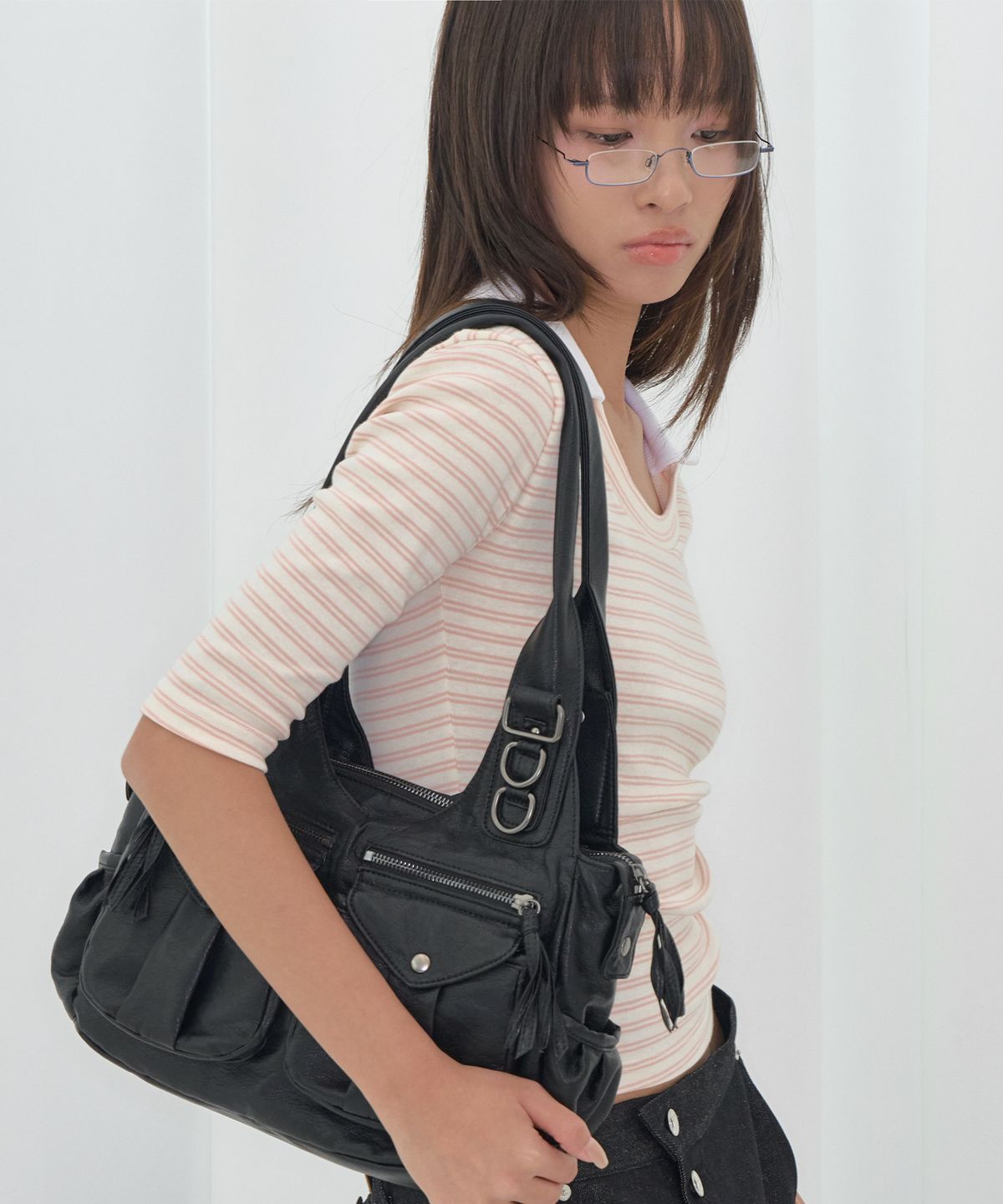 팬시클럽(FANCY CLUB) 랜마 호보백 (BLACK) F26QE983