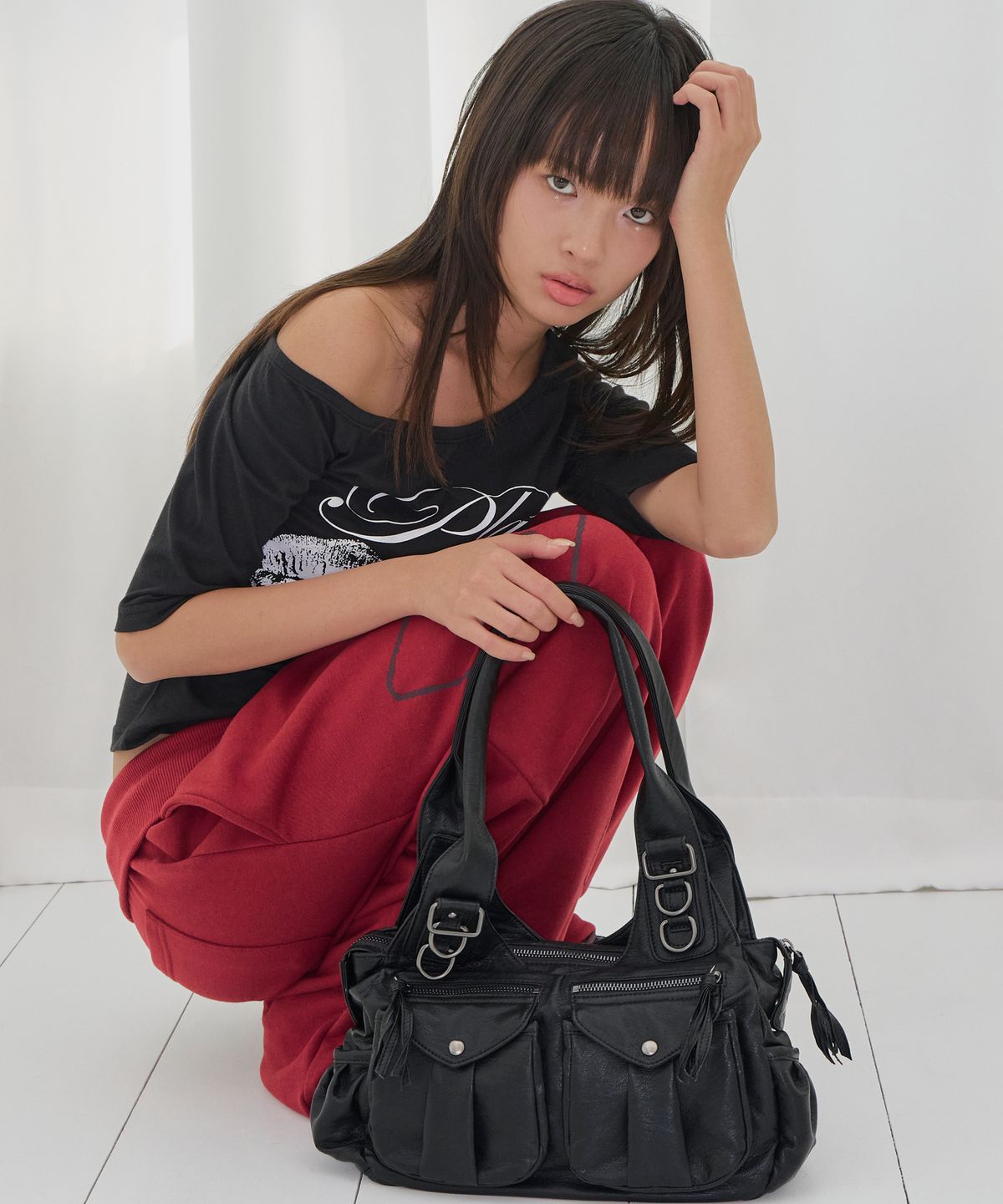 팬시클럽(FANCY CLUB) 랜마 호보백 (BLACK) F26QE983
