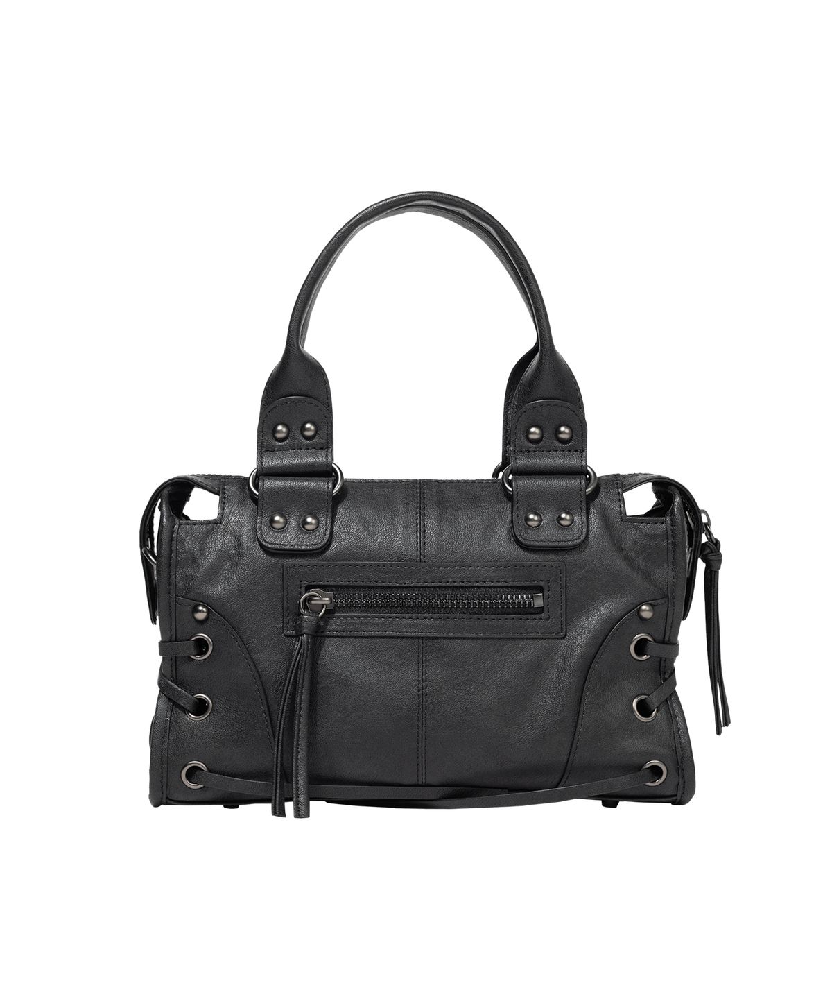 팬시클럽(FANCY CLUB) 벨티드 워싱 비건 레더 미니백 (BLACK) F26QE991