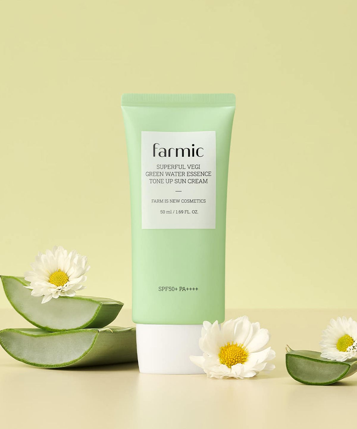 파믹(FARMIC) [2개] 슈퍼풀 베지 그린 워터 에센스 톤업 선크림 50ml